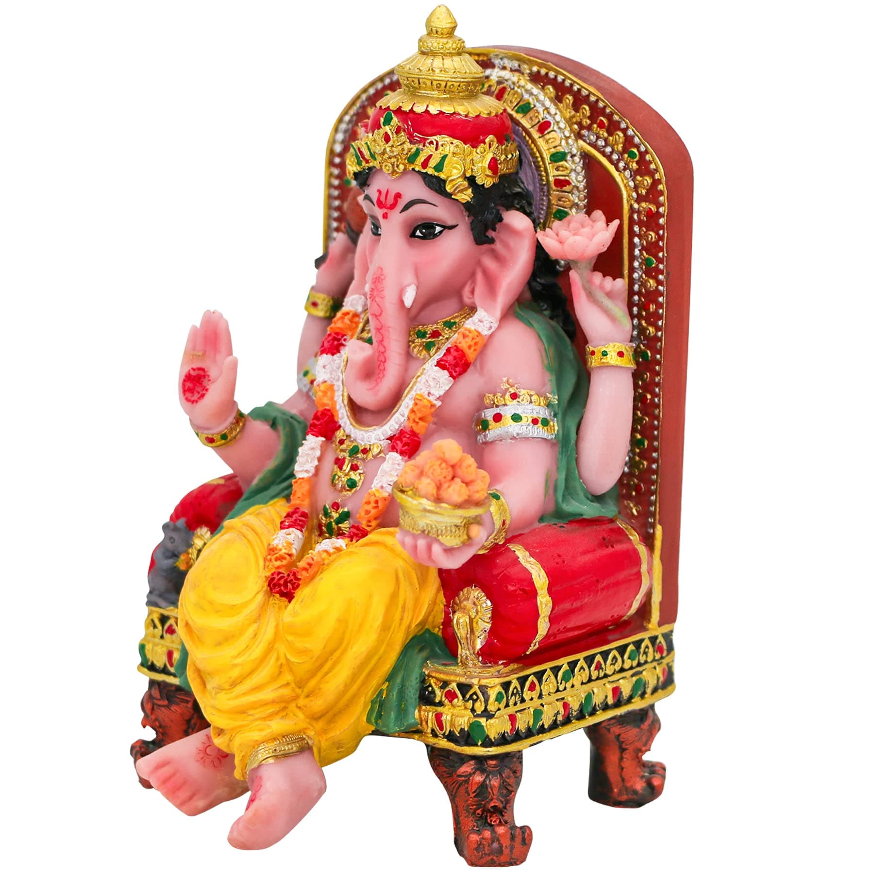 – Hindu God Ganesha Statue Figurine - Indian Idol Sitting Lord Ganesh Statue India Murti Item Ganpati Home Office Temple Mandir Altar Pooja Gifts Diwali Puja Gifts
