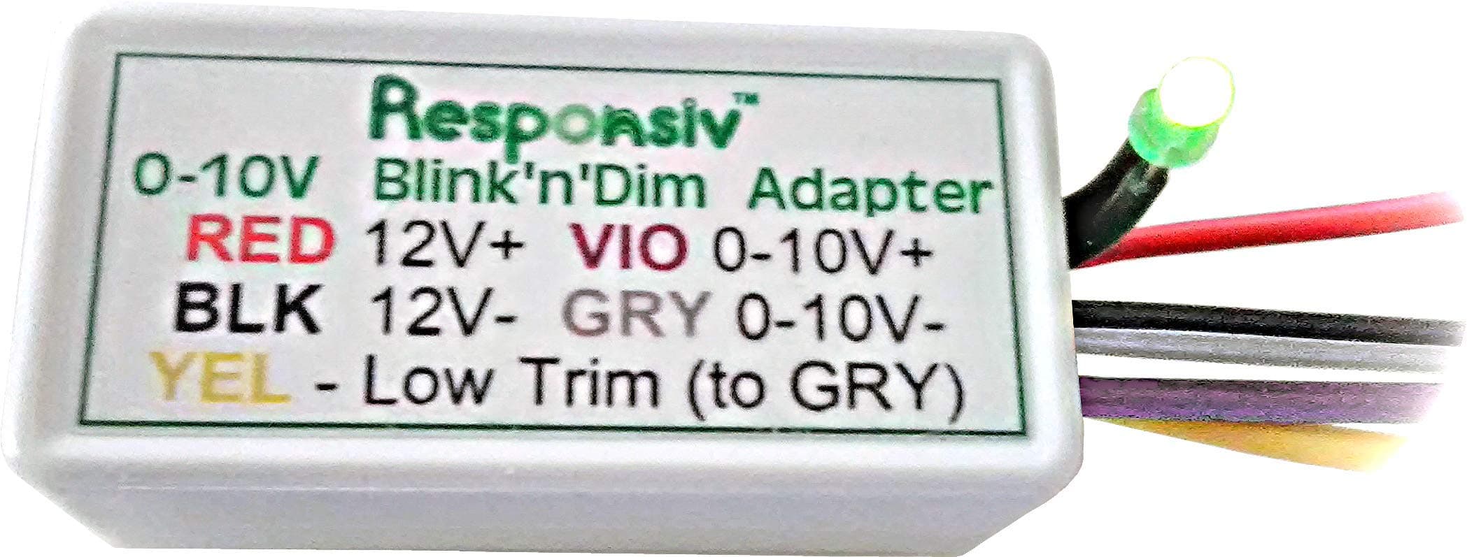Responsiv™ Blink'n'Dim Adapter, Universal Dimmer for 0-10V Dimmable LED Fixtures, Retrofit Kits or Fluorescent Ballasts. Dim with Existing Switch. No New Wiring. Better Than Wireless.