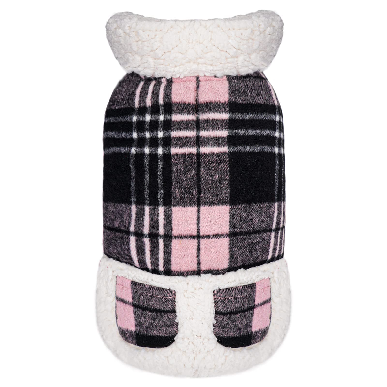 KYEESE Dog Jacket Checked Plaid with Leash Hole for Medium Dogs Winter Windproof Soft Lined Dogs Vest Cold Weather Coats with Pocket