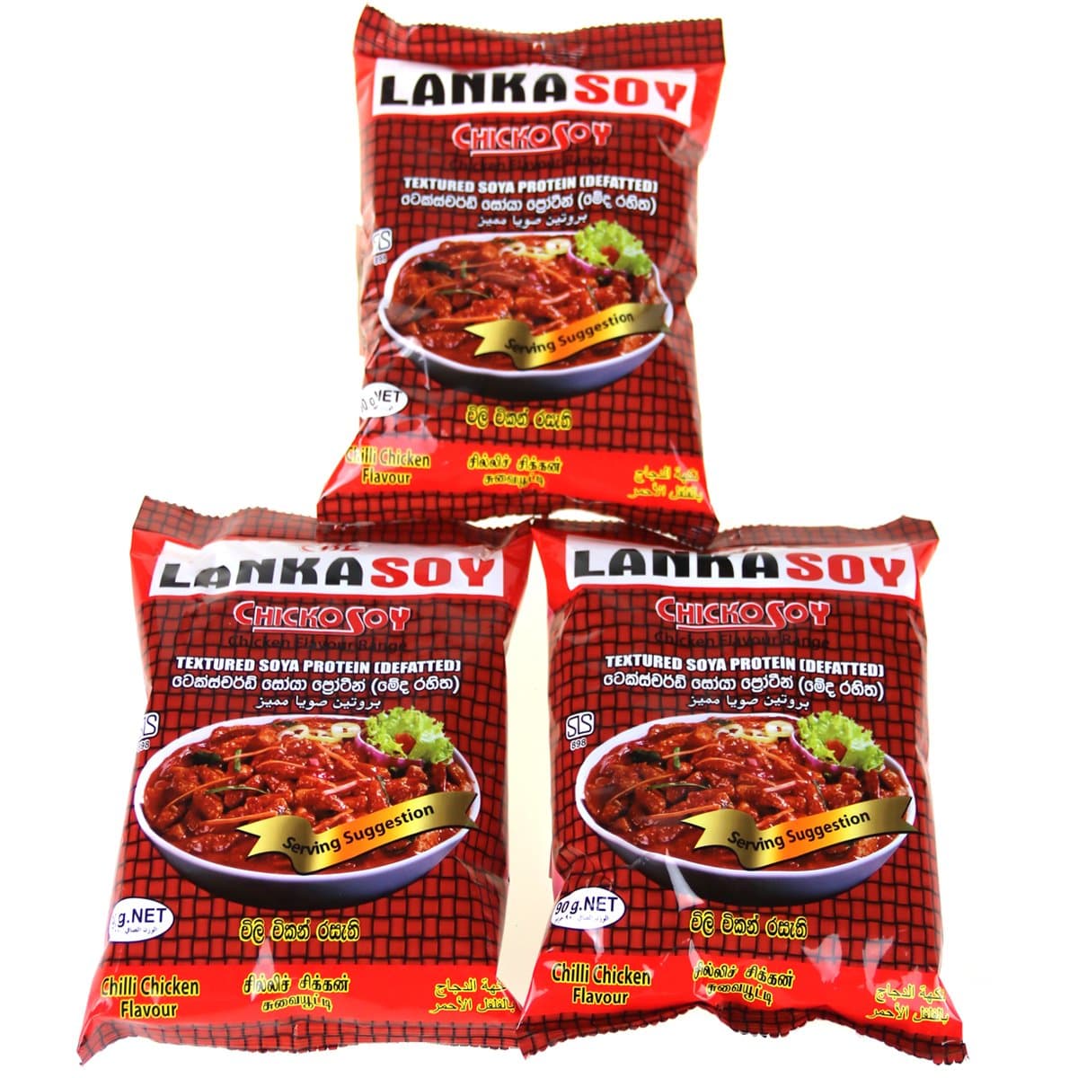 LANKASOYChilli Chicken Flavored Soy Nuggets 90g (Pack of 3)