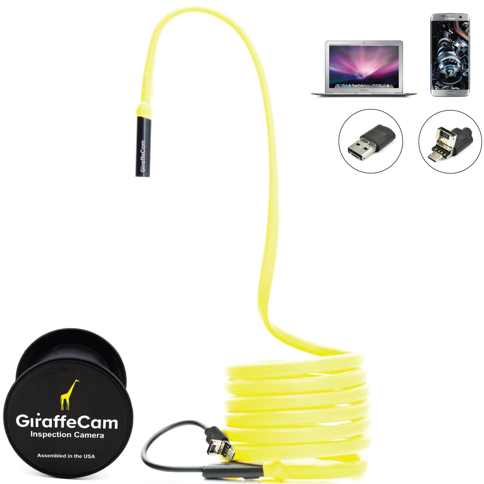 GiraffeCam 3.0 Rigid Flexible Endoscope Borescope Inspection Camera - Android PC Mac, 2.0 MP HD (6.5 Feet)