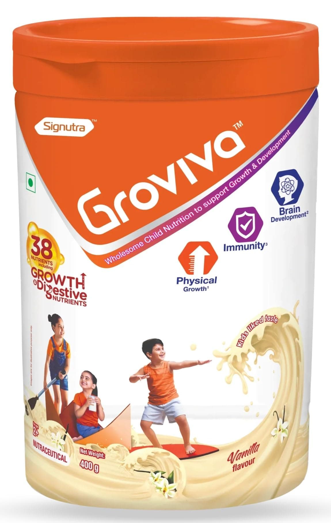 Groviva Child Nutrition Supplement Jar, 400g (Vanilla)