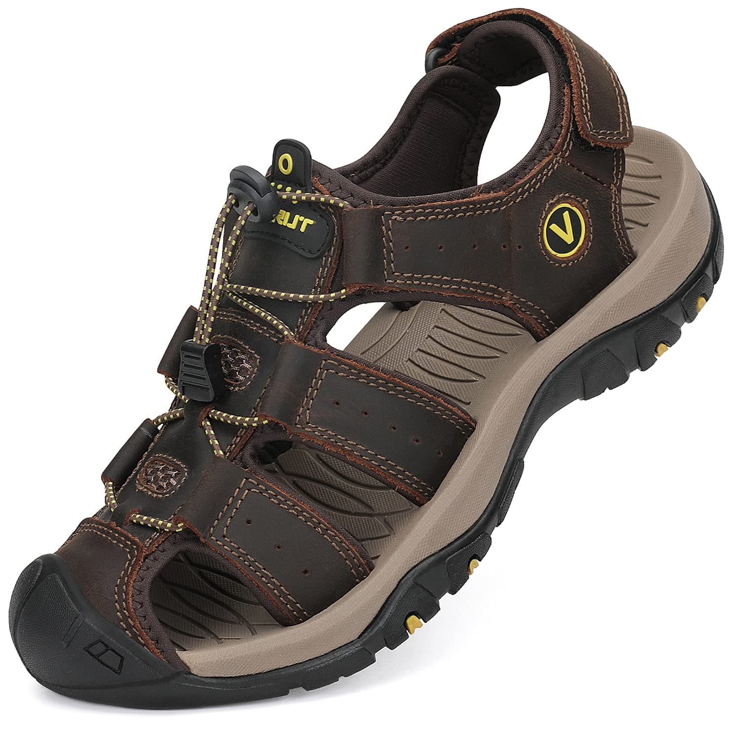 Men's Sport Sandals Outdoor Hiking Sandals Closed Toe Leather Athletic Walking Water Shoes