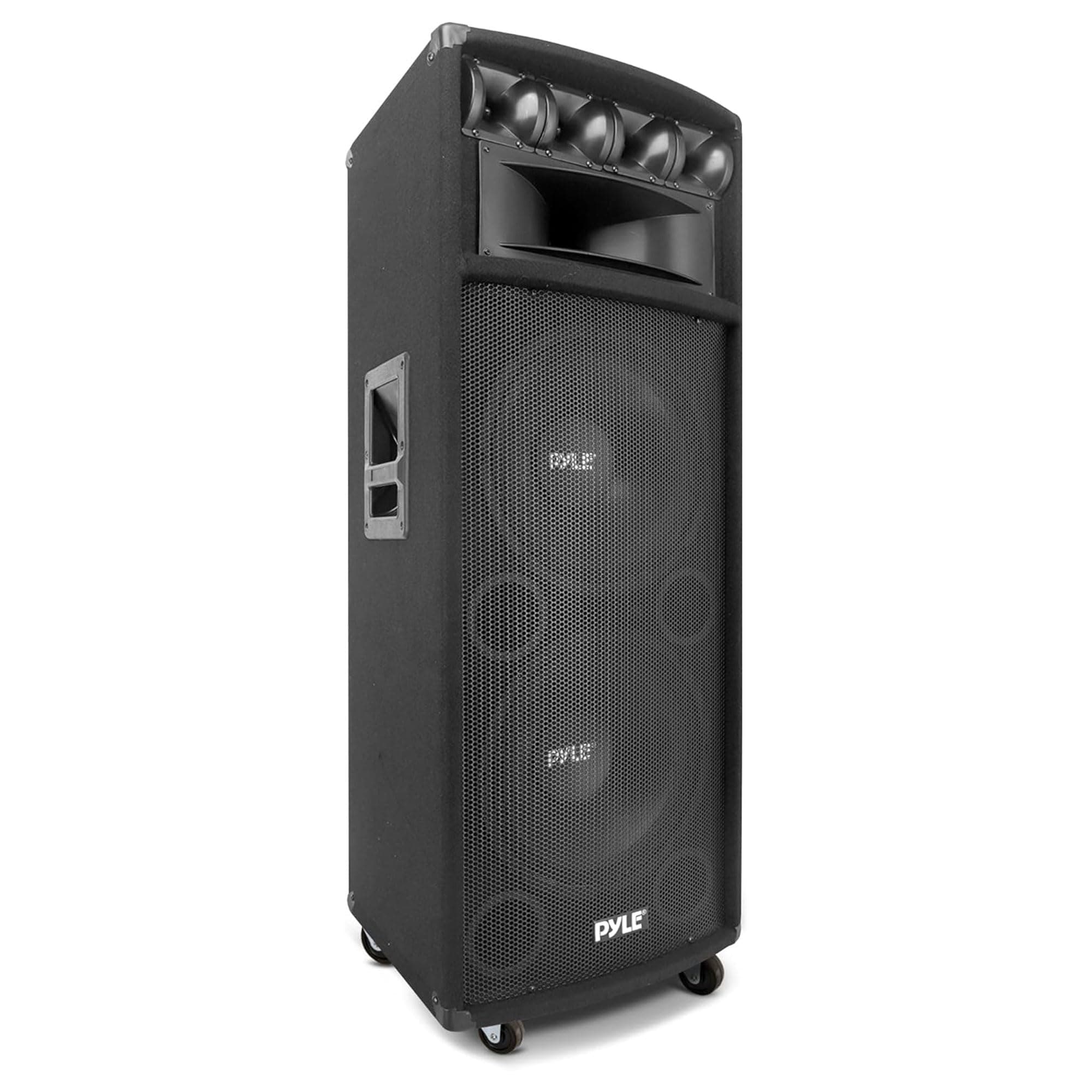 Pyle Portable Cabinet PA Speaker System - 1600 Watt Outdoor Stereo Sound Speakers w/ Dual 12" Woofers, 3.4" Piezo Tweeters, 5"x12" Super Horn Midrange, Crossover Network