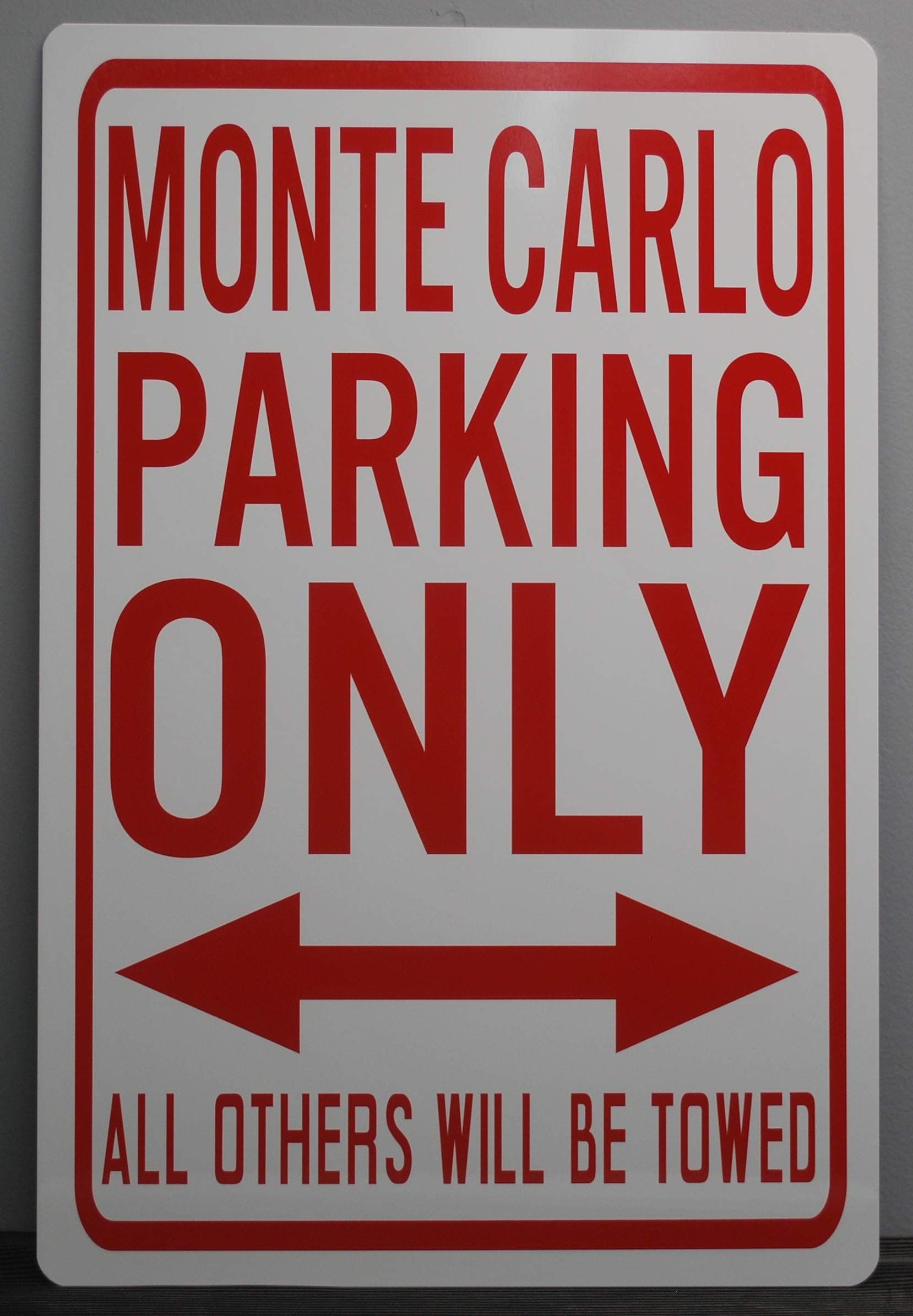 MONTE CARLO PARKING ONLY METAL STREET SIGN 12X18 FITS CHEVY SUPER SPORT SS LOWRIDER HOT ROD MUSCLE CAR BAR GARAGE SHOP HOME OFFICE MAN CAVE RESTAURANT WALL ART GIFT