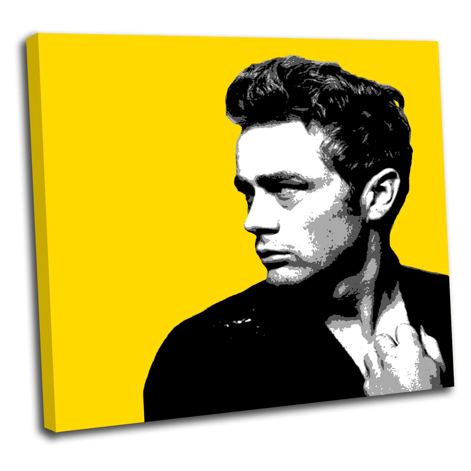 Canvas Culture - James Dean Pop Art Box Framed Canvas Art Print Picture 2 Yellow 50 x 50cm
