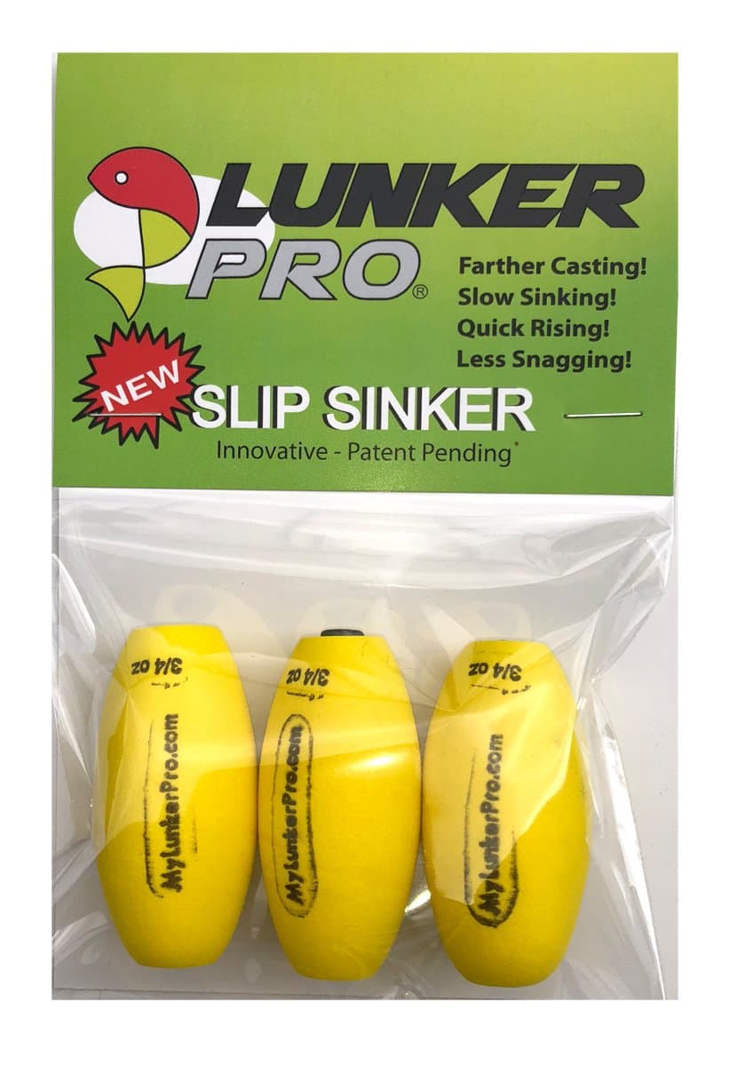 Fatboy Slip Sinker Fishing Weight - 3 Pk. Slow Sinking - More Versatile Than Bullet Weights or Egg Sinkers, Great for Crawler Harness, Carolina Rigs and Bottom Bouncer. 3/4 oz Each