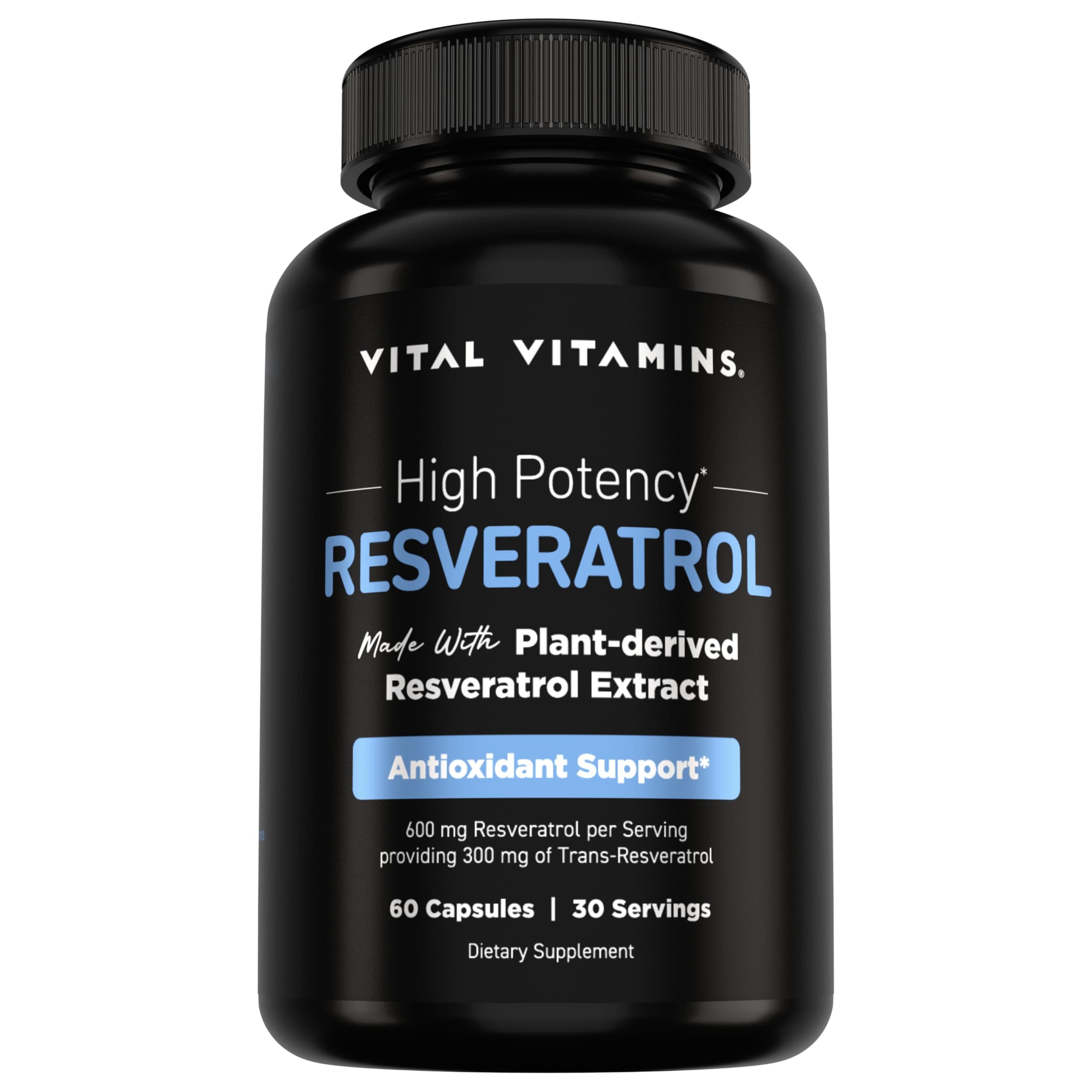 Resveratrol Supplement - Antioxidant Support, Cellular Longevity, Cognitive Function - 60 Capsules