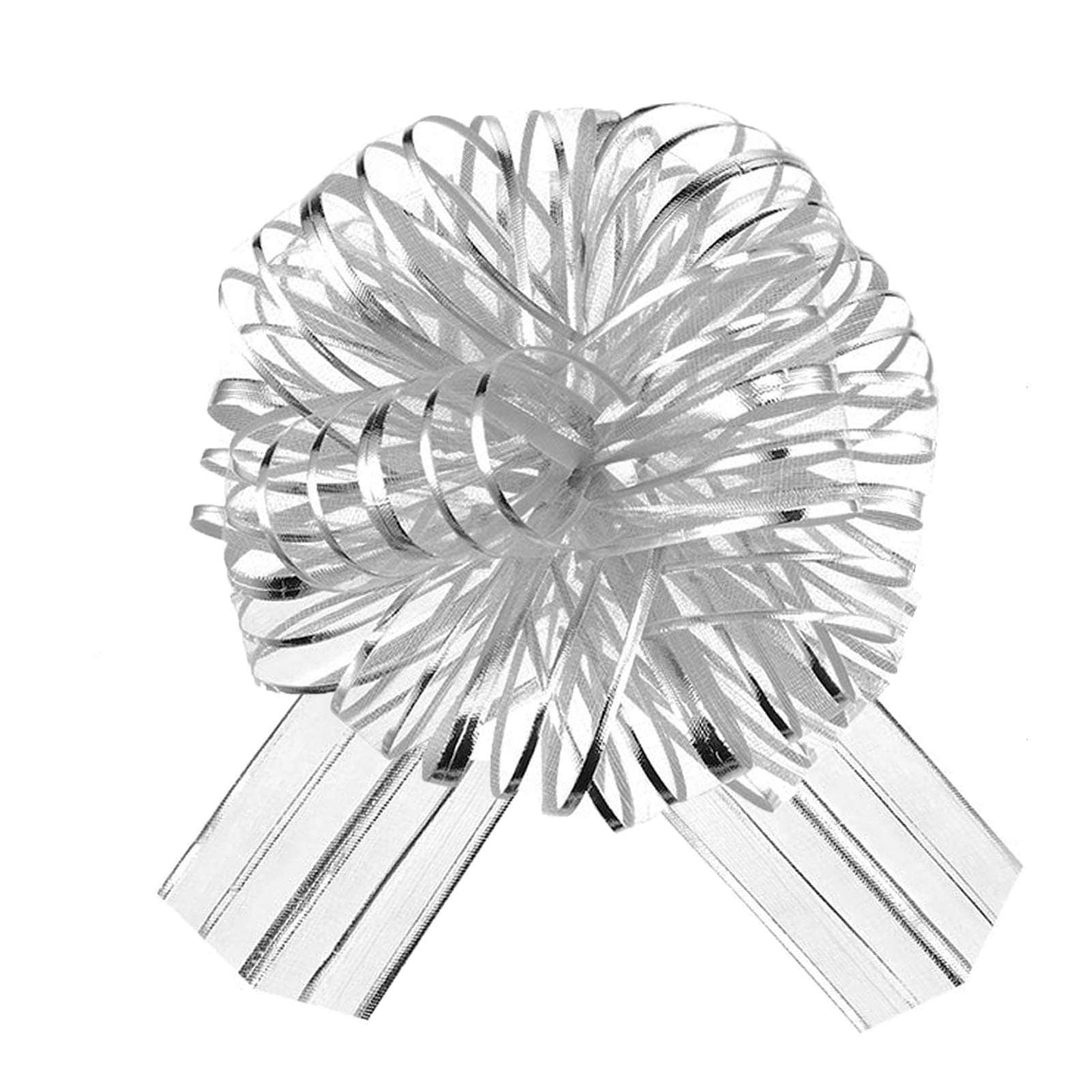 Poen 12 Pieces Pull Bow Large Organza Gift Wrapping Pull Bows with Ribbon for Wedding Gift Baskets (,)