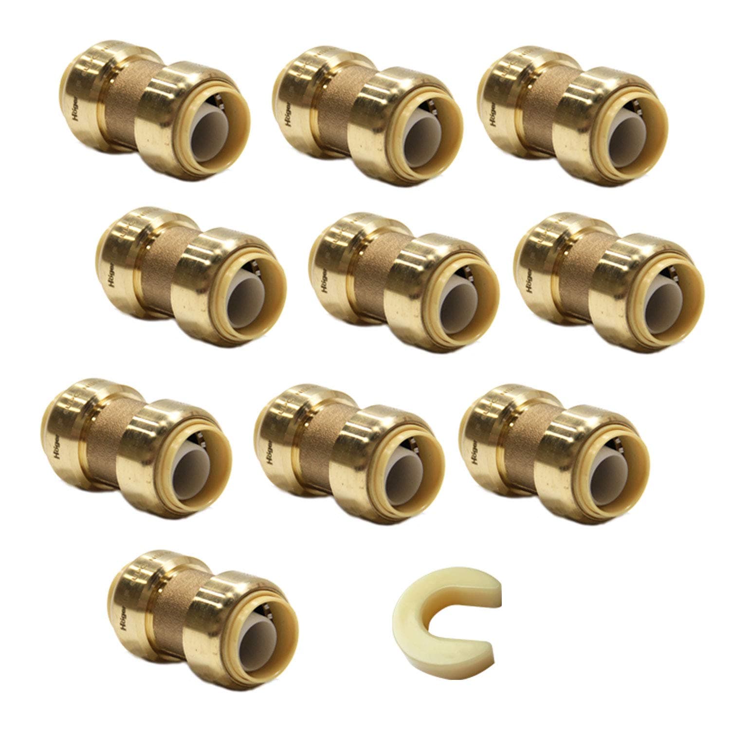 (Pack of 10) EFIELD 3/4 Inch Straight Coupling Push-Fit Fitting to Connect Pex, Copper, CPVC with a Disconnect Clip,(PF008)