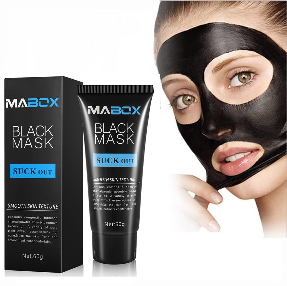 Mabox Blackhead Remover Mask, Activated Natural Charcoal Black Mask, Blackhead Peel off Mask, Blackhead & Acne Treatment, Nose Blackhead Cleansing Mask for Men and Women, 60g