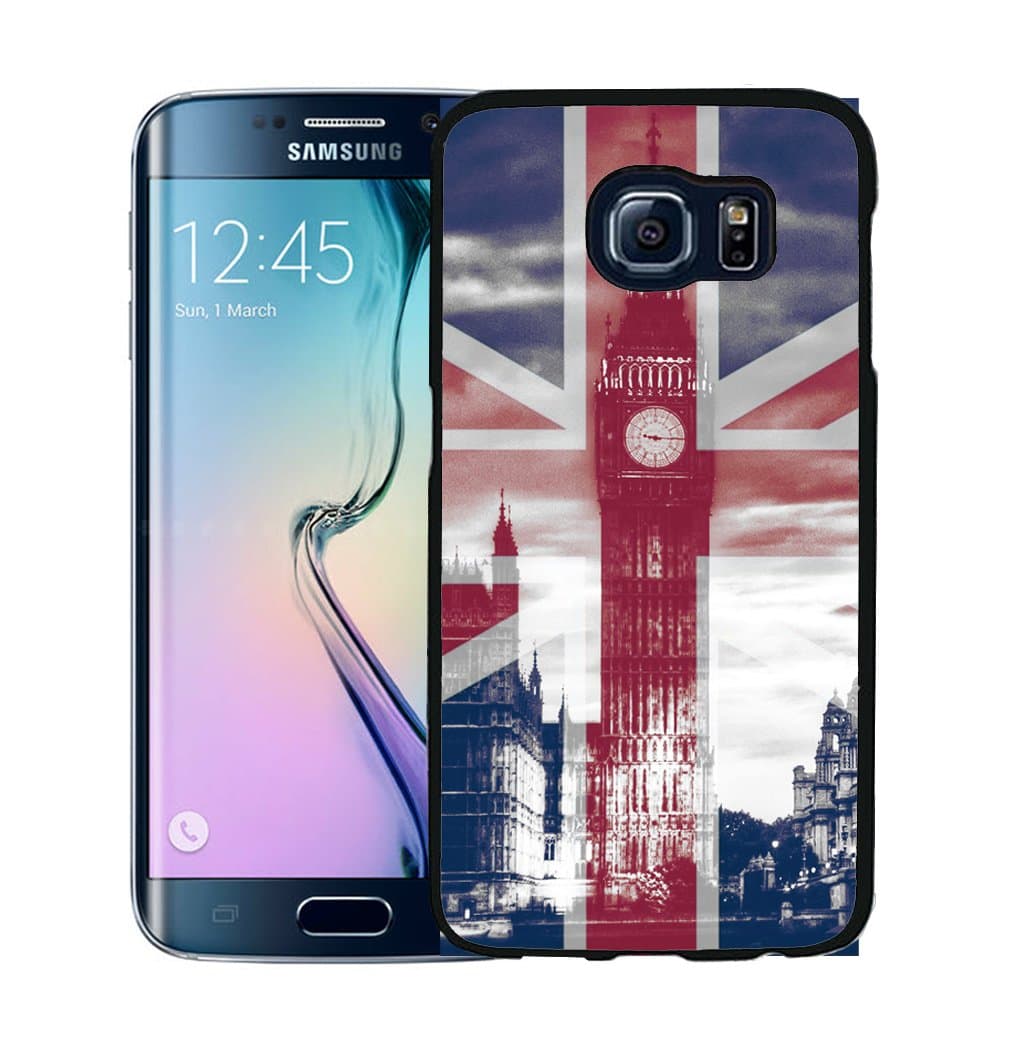Big Ben Clock in London with Red and Blue UK Flag Overlay Samsung Galaxy S6 Rubber Silicone TPU Cell Phone Case
