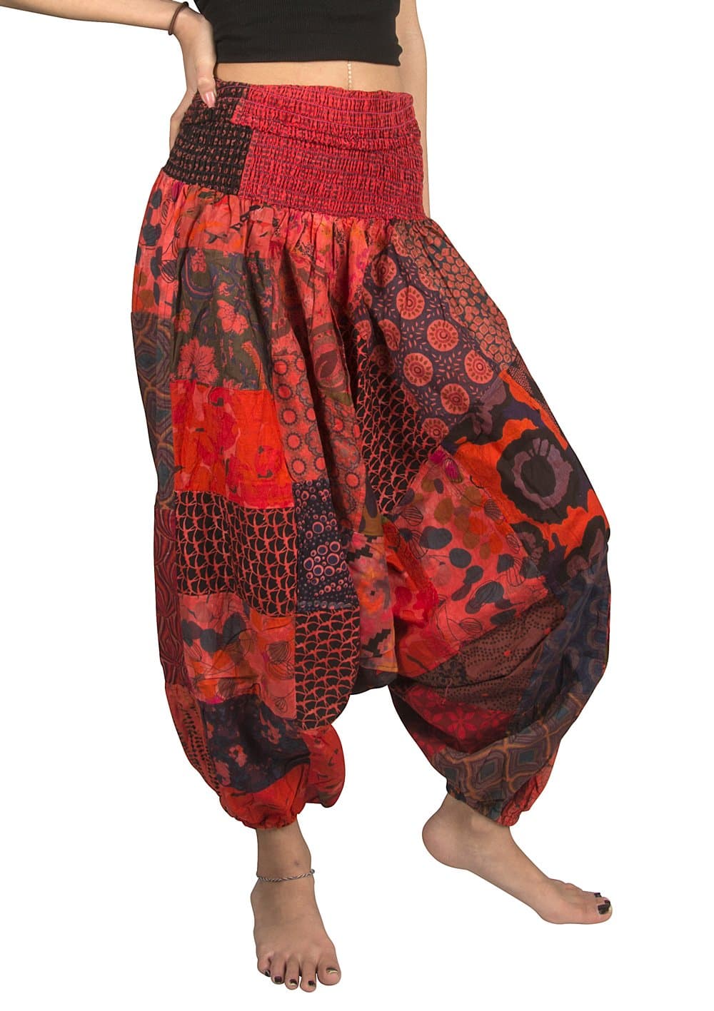 Tribe Azure 100% Cotton Casual Pants Patchwork Comfortable Baggy Yoga Hippie Boho Colorful