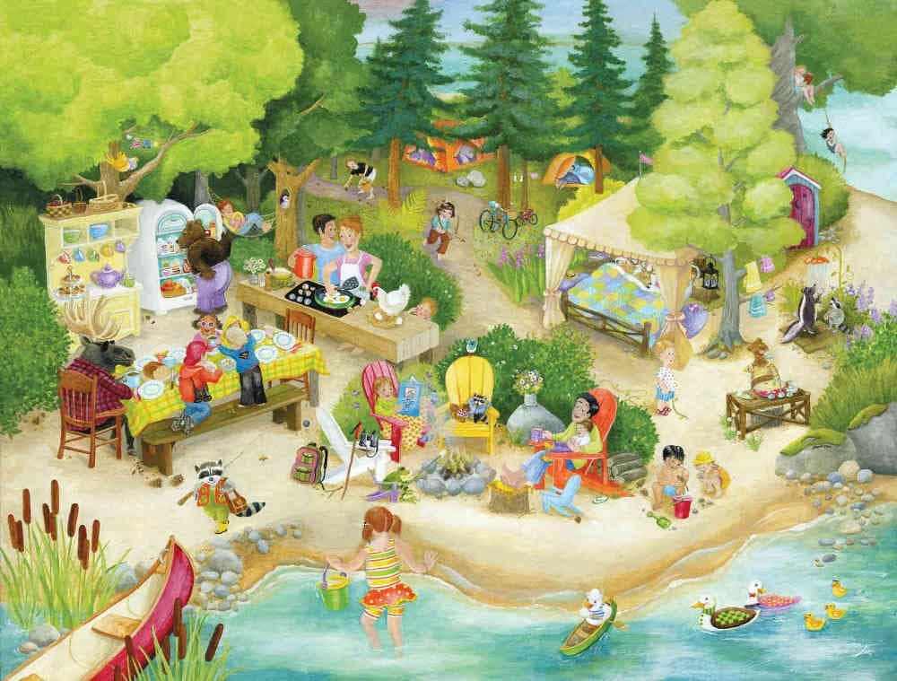 10.5-Feet wide by 8-Feet high.Prepasted robust wallpaper mural for children from a photo of originnal painting:Leonard Camping.Our murals are easy to install remove and reuse if you do as in our video