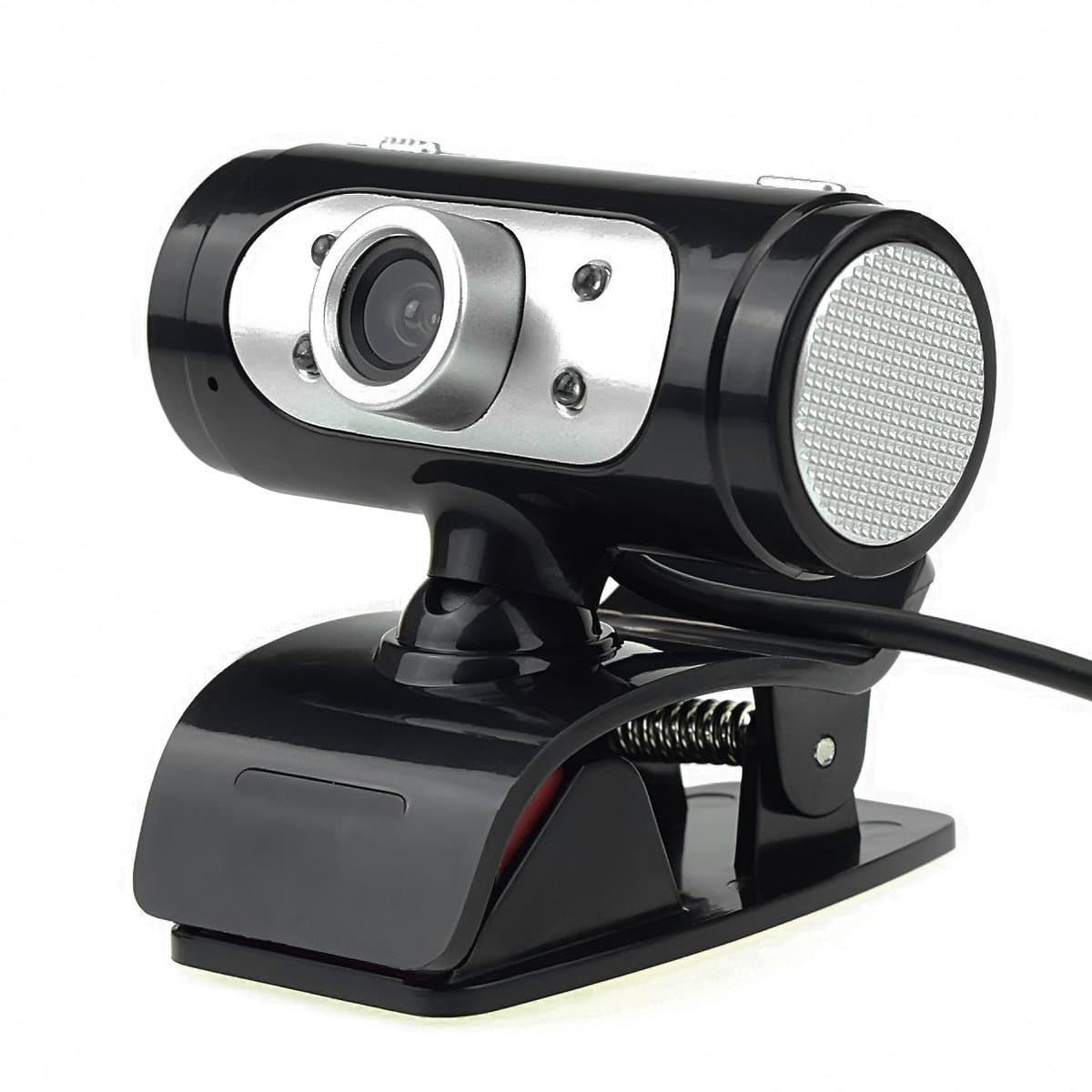 Webcam - USB 2.0 HD 720P Web Camera with Microphone LED Lights Clip-on 360 Degree By Leocam