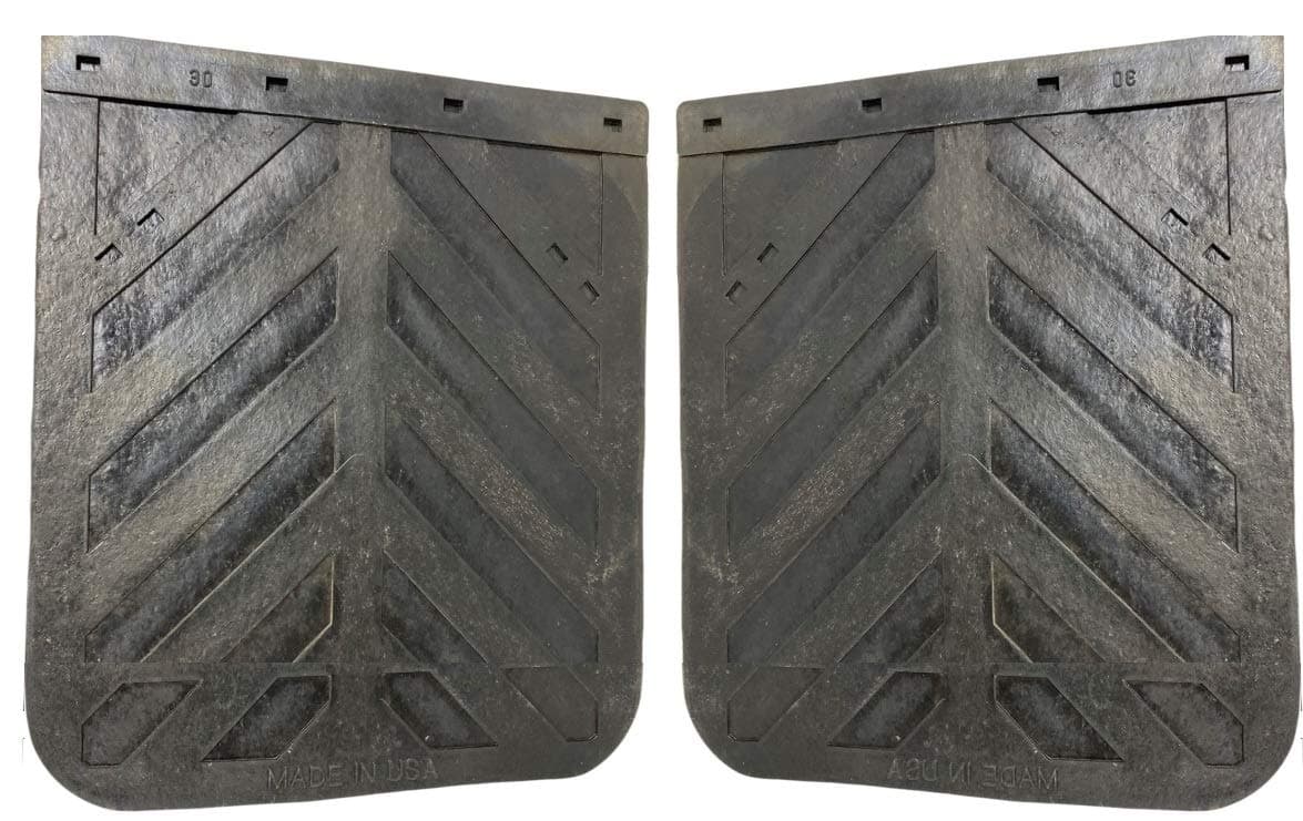 Denco Black Chevron Semi Truck and Trailer Mud Flaps, Heavy-Duty Rubber, 24" x 24", Set of 2