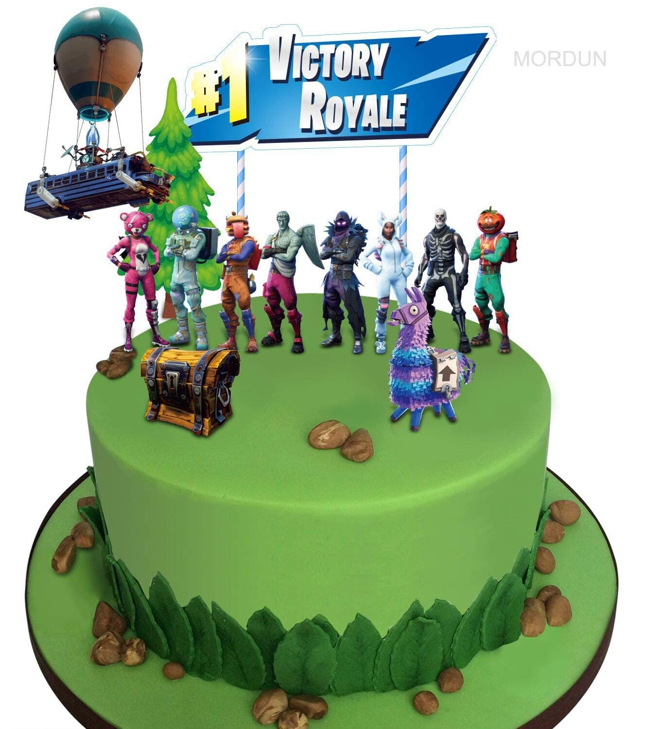 Video Game Cake Toppers Kit - Llama Loot Chest Cake Decorations - Birthday Party Supplies for Gamers Boys Girls Kids