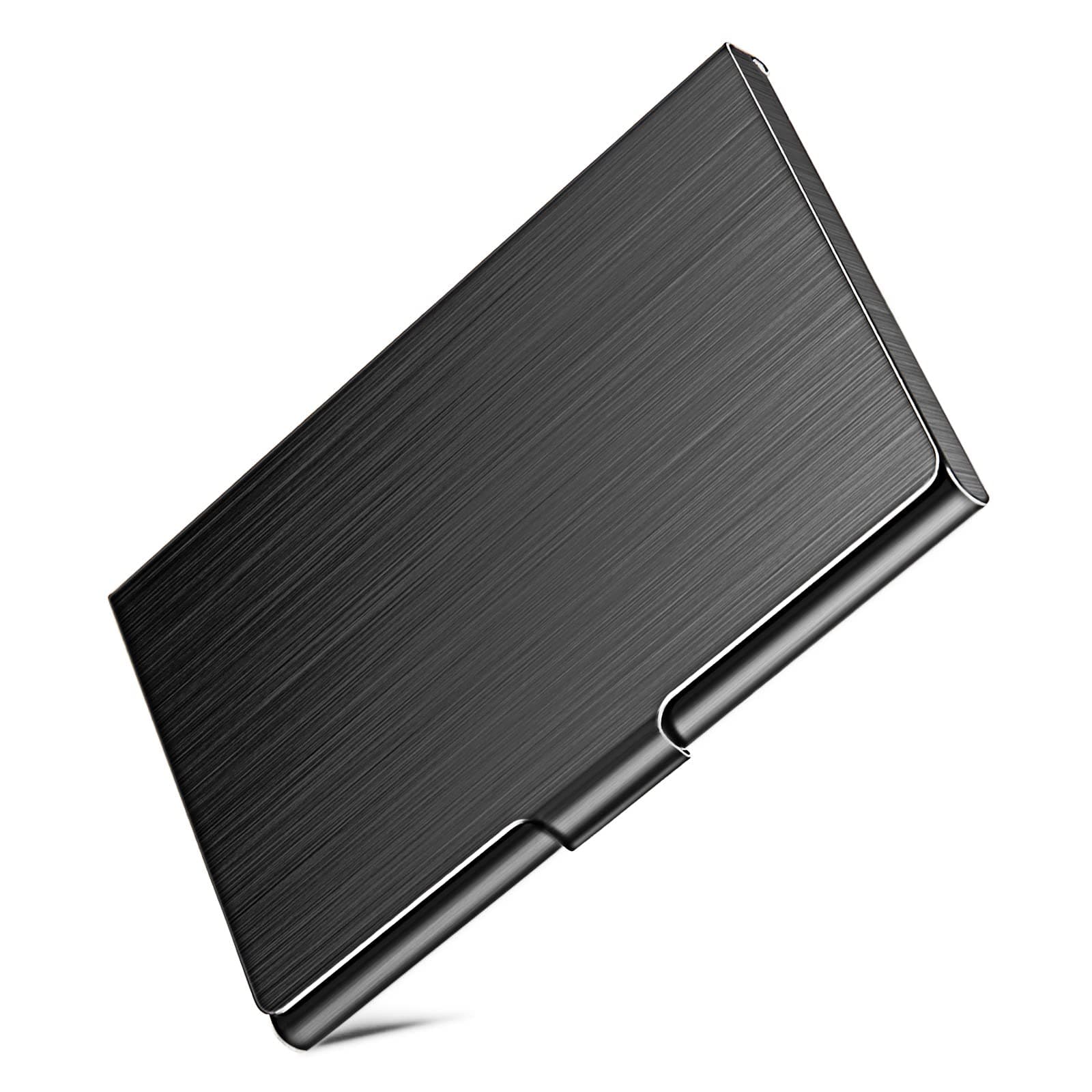 Slim Business Card Case for Men & Women, Pocket Metal Case, Professional Stainless Steel Business Card Holders, Purse Name Card Holder, Buckle Style Shut, Black