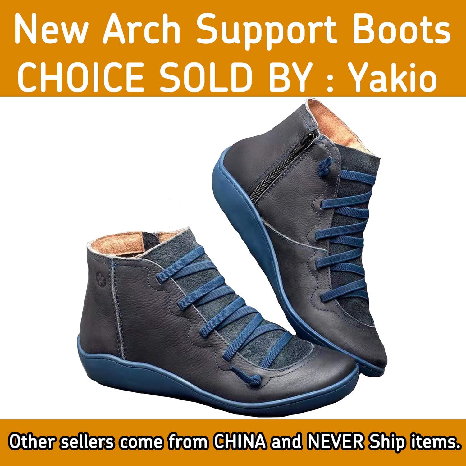 Yakio 2019 New Arch Support Boots (5.5, Grey Blue)