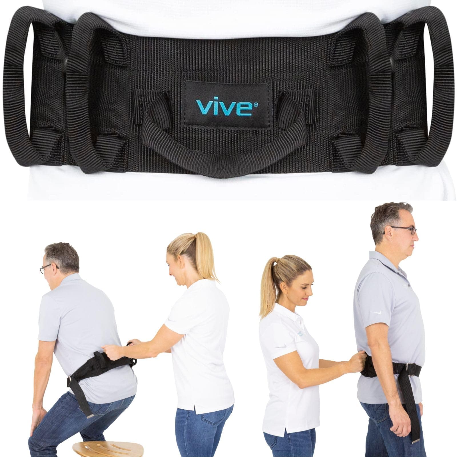 Vive With Handles Medical Nursing Safety Gait Patient Assist Bariatric Pediatric Elderly Handicap Occupational & Physical Therapy Pt Gate Strap Quick Release Metal Buckle Transfer Belt