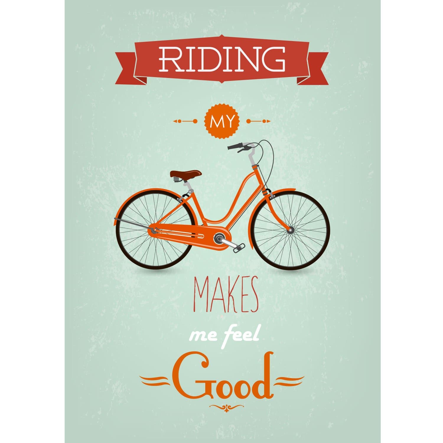 Poster/Canvas Wall Art - RIDING MY BICYCLE MAKES ME FEEL GOOD - Graphic Illustration Vintage - 20x28'' (50x70cm) - Glossy Photo-Quality Paper (cod.032)