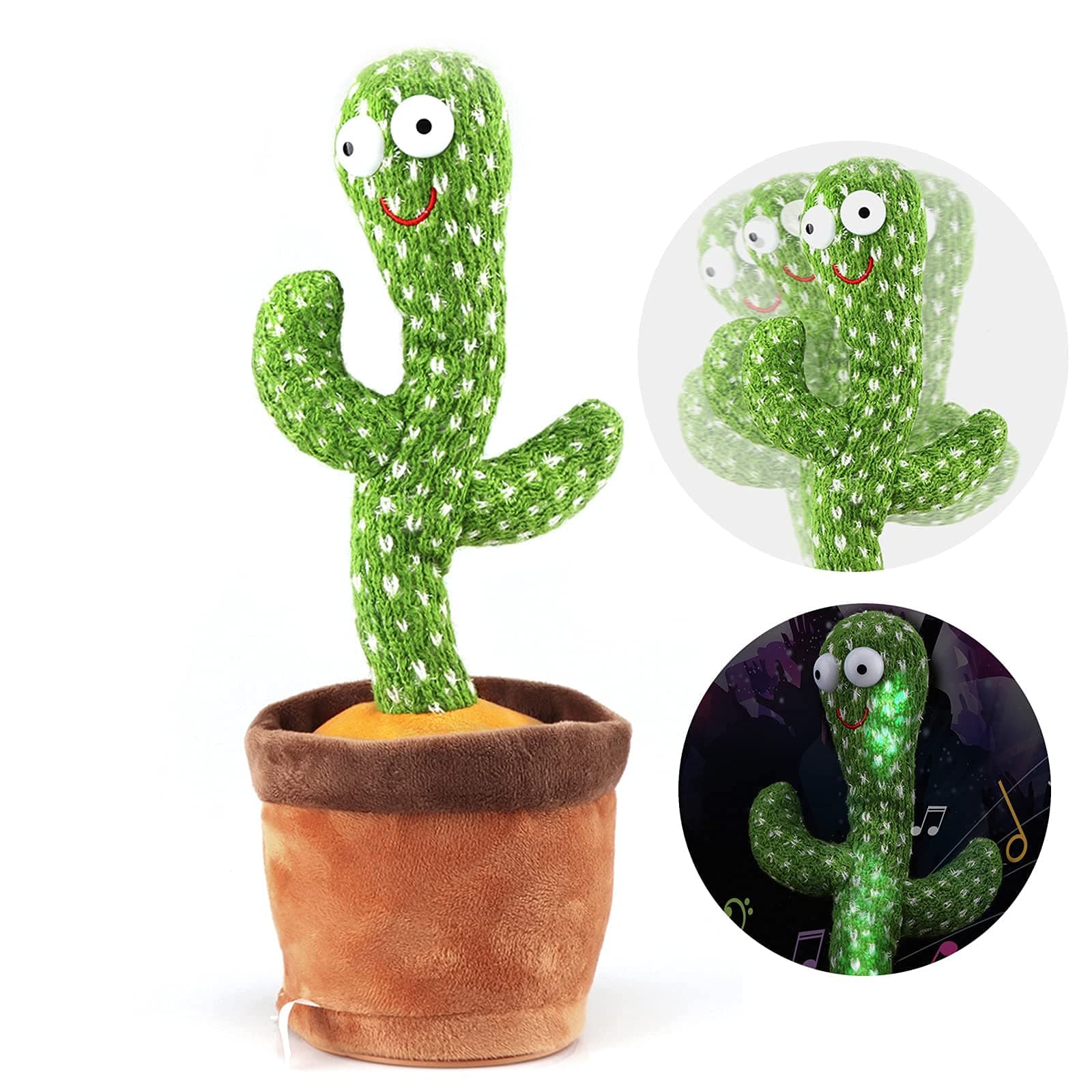 Starhig Dancing Cactus Talking Toy,Wriggle Singing Mimicking Cactus,Repeat What You Say,Sing,Dance,Recording,LED(120 Songs)