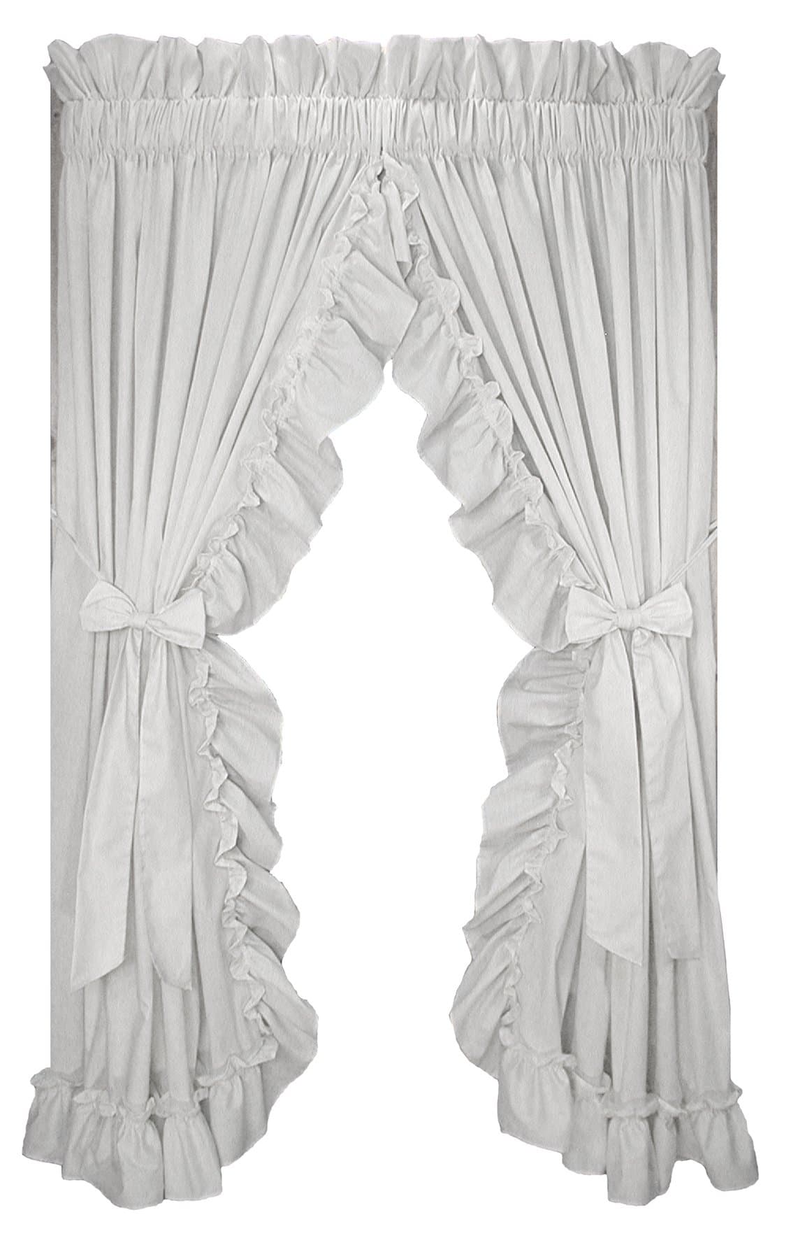Stephanie Country Ruffle Priscilla Curtains Pair 86 Inch W by 72 Inch L - 3 Inch Rod Pocket, White