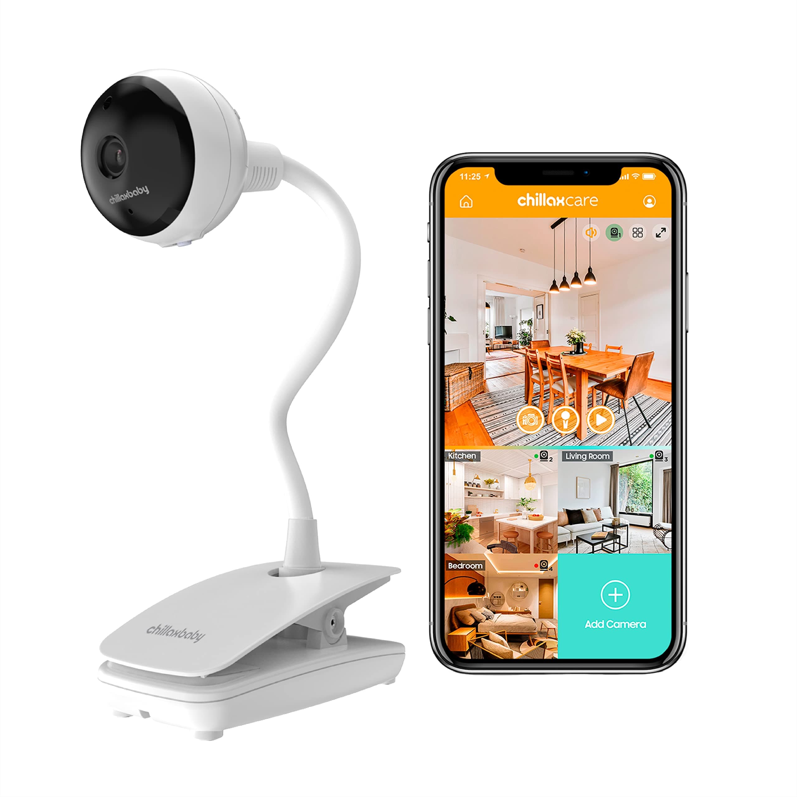 CHILLAX Giraffe Cam Smart Baby Monitor - WiFi Baby Monitor with Camera and Audio, 1080P, Privacy Switch, Remote Access, Gooseneck, Night Vision, 2-Way Audio