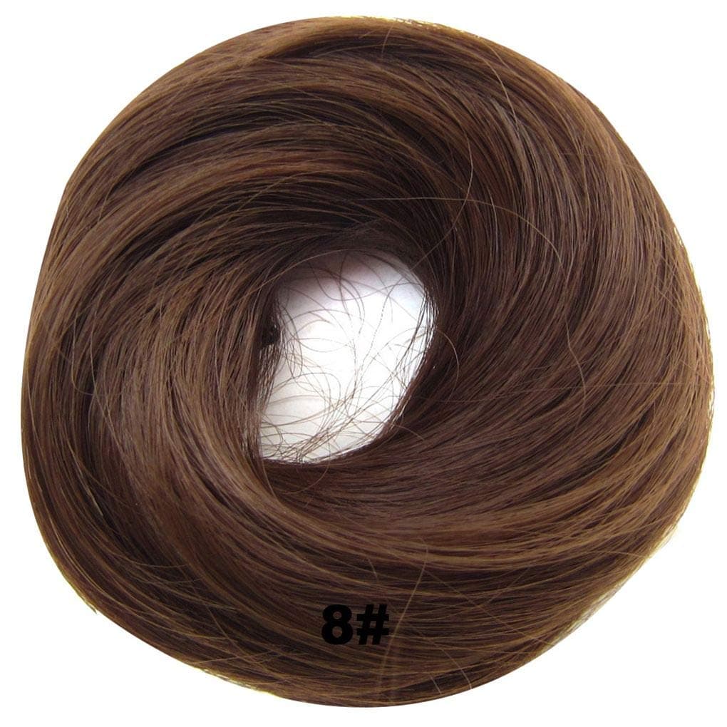 PrettyWit Hair Bun Updo Extensions Chignons Piece Wig Scrunchy Scrunchie Hairpiece Ribbon Ponytail Bridal-Medium Chestnut Brown 8