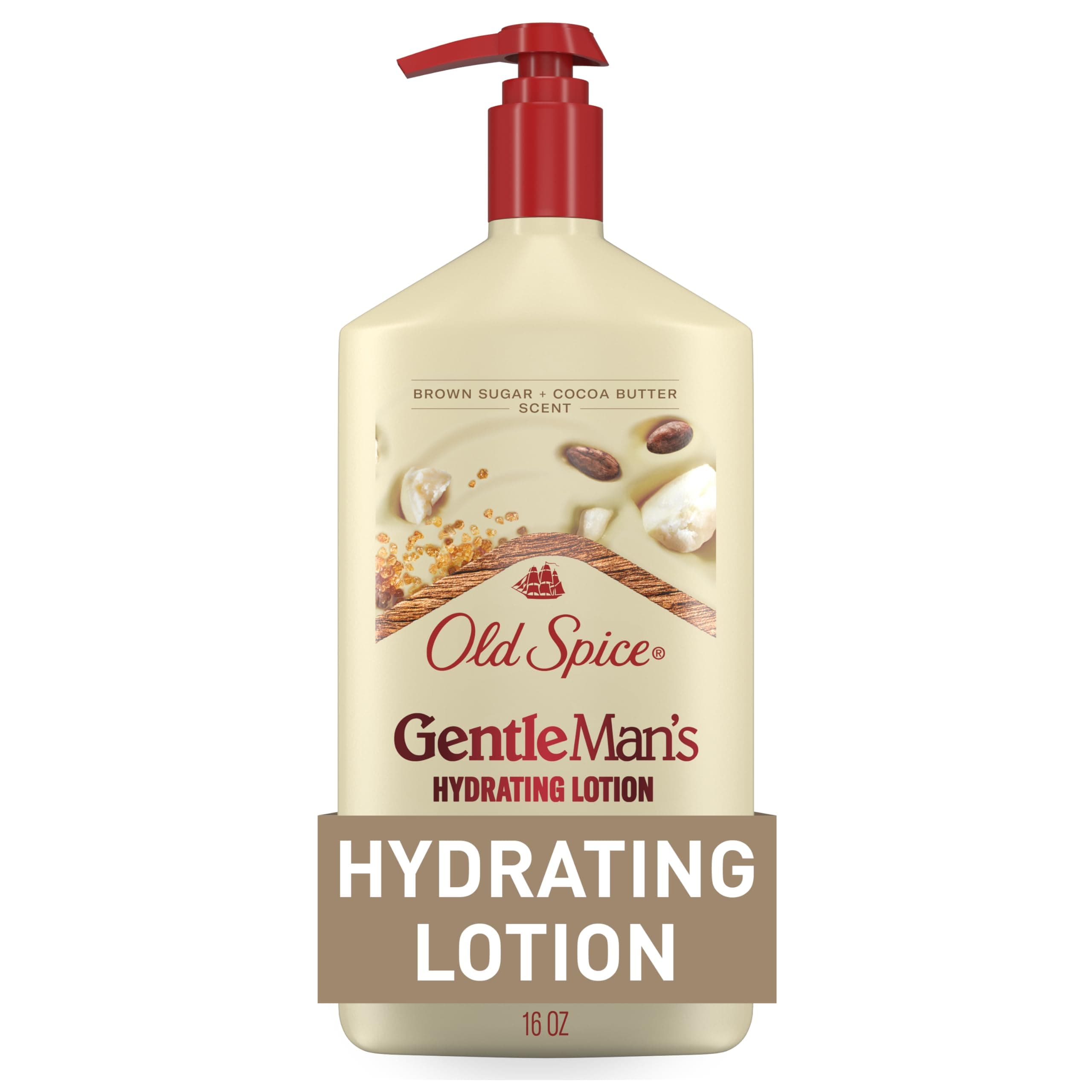 Old Spice Hand, Face & Body Lotion for Men, 24/7 Lightweight Moisturization with Vitamin B3, Instant Absorption, For All Skin Types, Brown Sugar + Cocoa Butter Scent, 16 oz