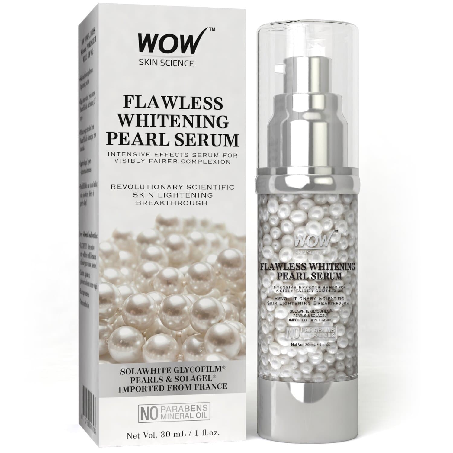 WOW Flawless Whitening No Parabens & Mineral Oil Pearl Serum, 30mL