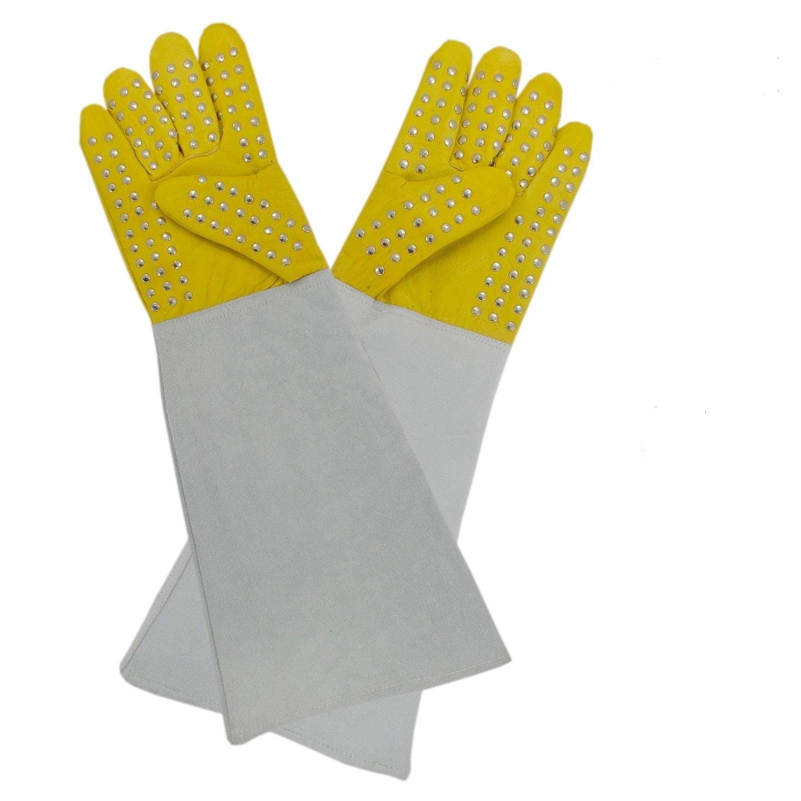 MarineStore@ Extra Heavy Duty Snake Handling Gloves - With Stainless Staples and Thick Leather that's Up Past Your Elbows โฆ