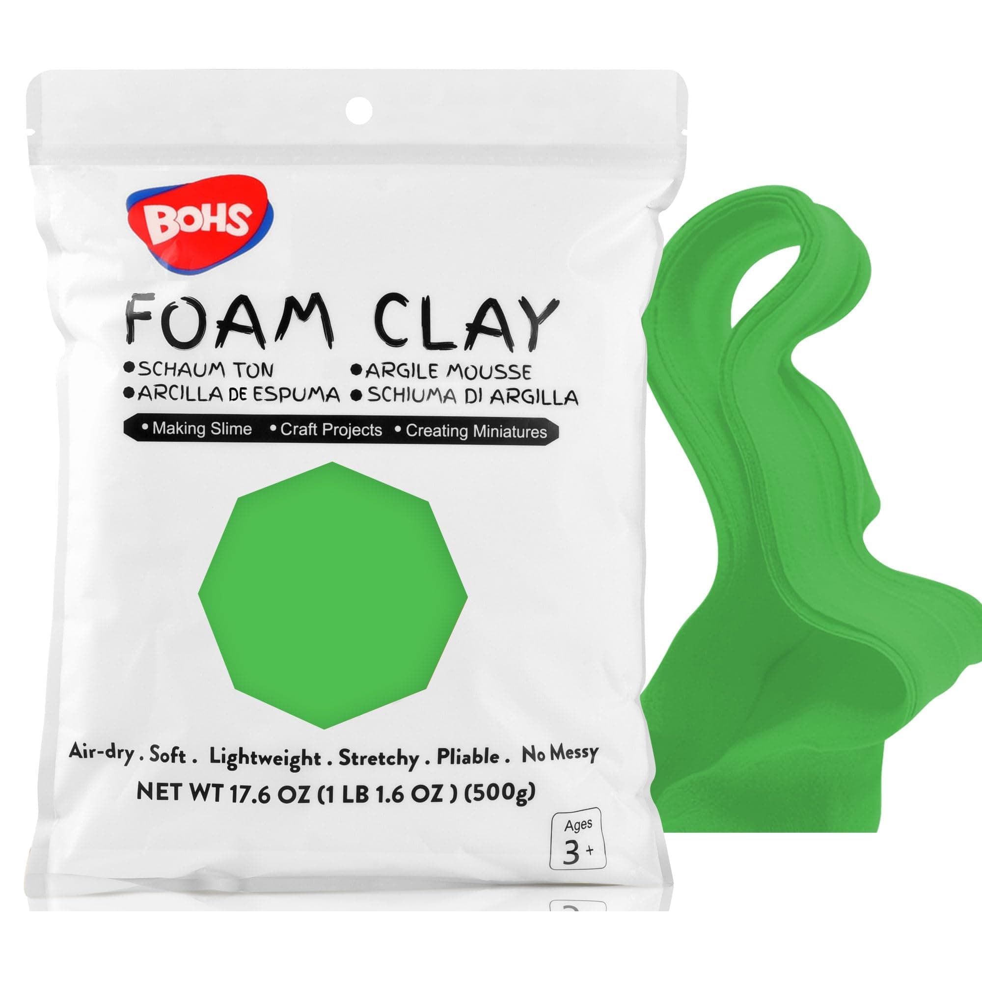 – Green Squishy Slime and Foam Modeling Clay, Air Dry, for School Arts & Crafts,1.1 Pound/500g
