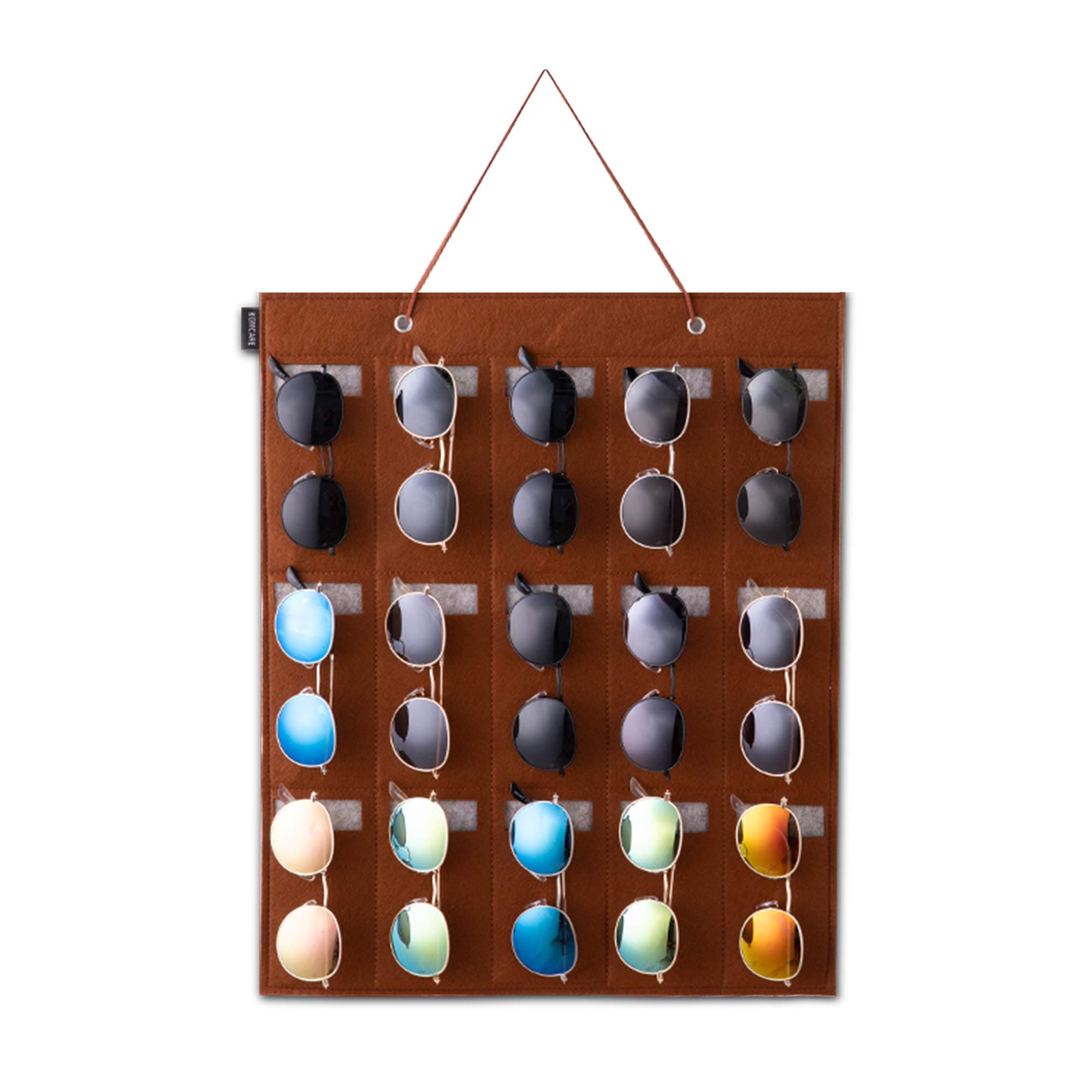 KGMCARESunglasses Organizer Storage- Hanging Eyeglasses Wall Pocket Mounted,Eyewear Display,15 Slots