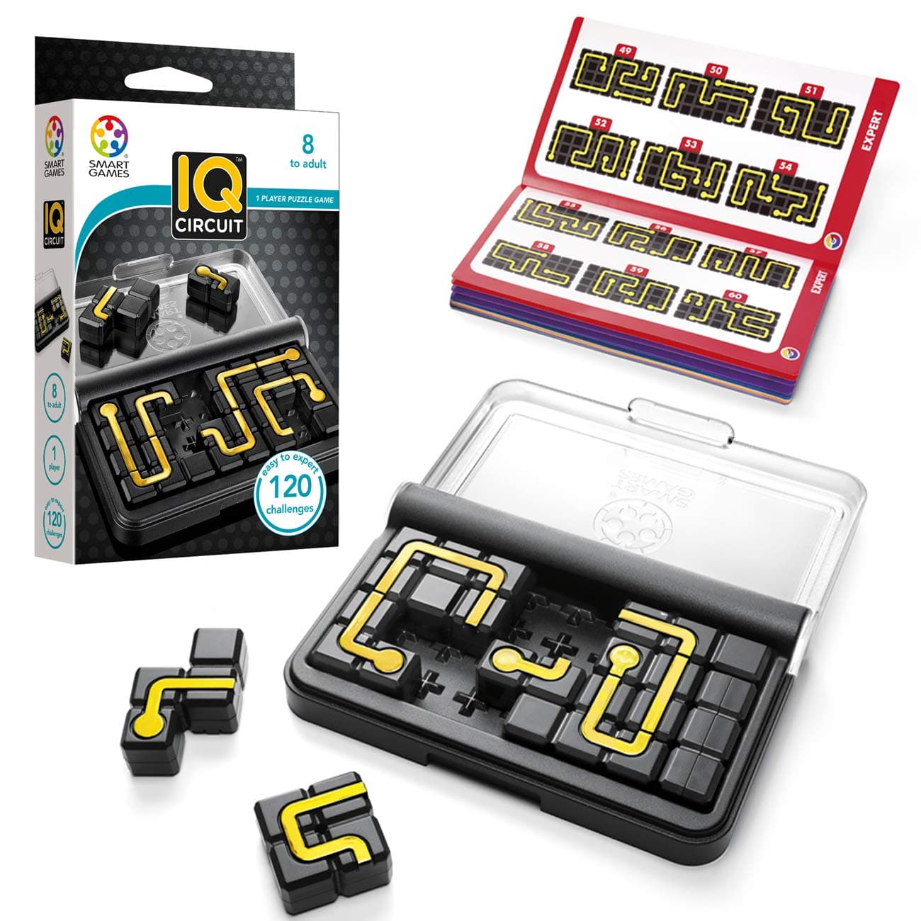 SmartGames IQ Circuit Portable Travel Game with 120 Challenges for Ages 8-Adult