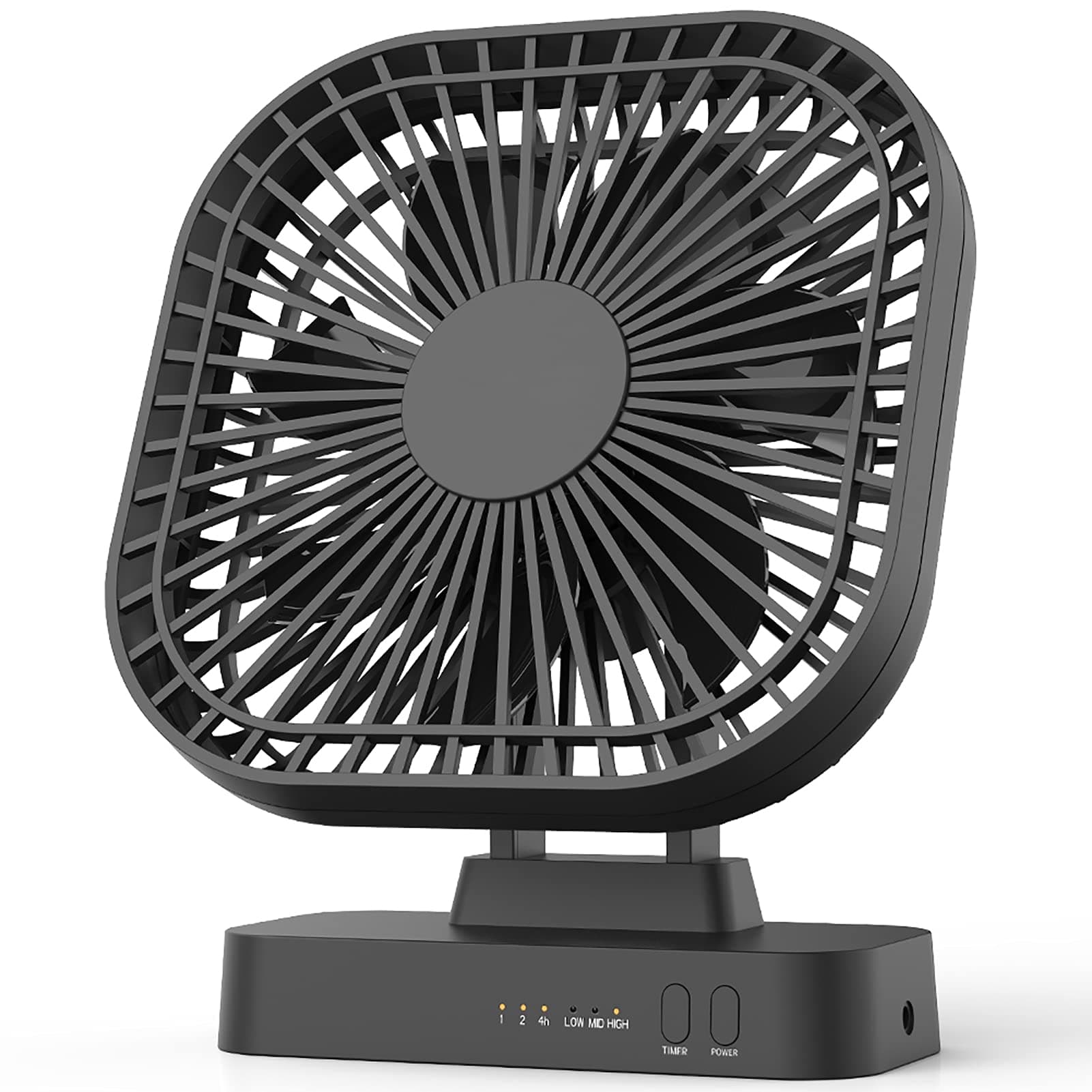 xasla 5'' AA Battery Operated Fan, Desk Fan with Timer, 3 Speeds, Extra Quiet, 7-Blade Design, Adjustable Angle, for Office Desk, Bedroom and Outdoor (without Batteries)