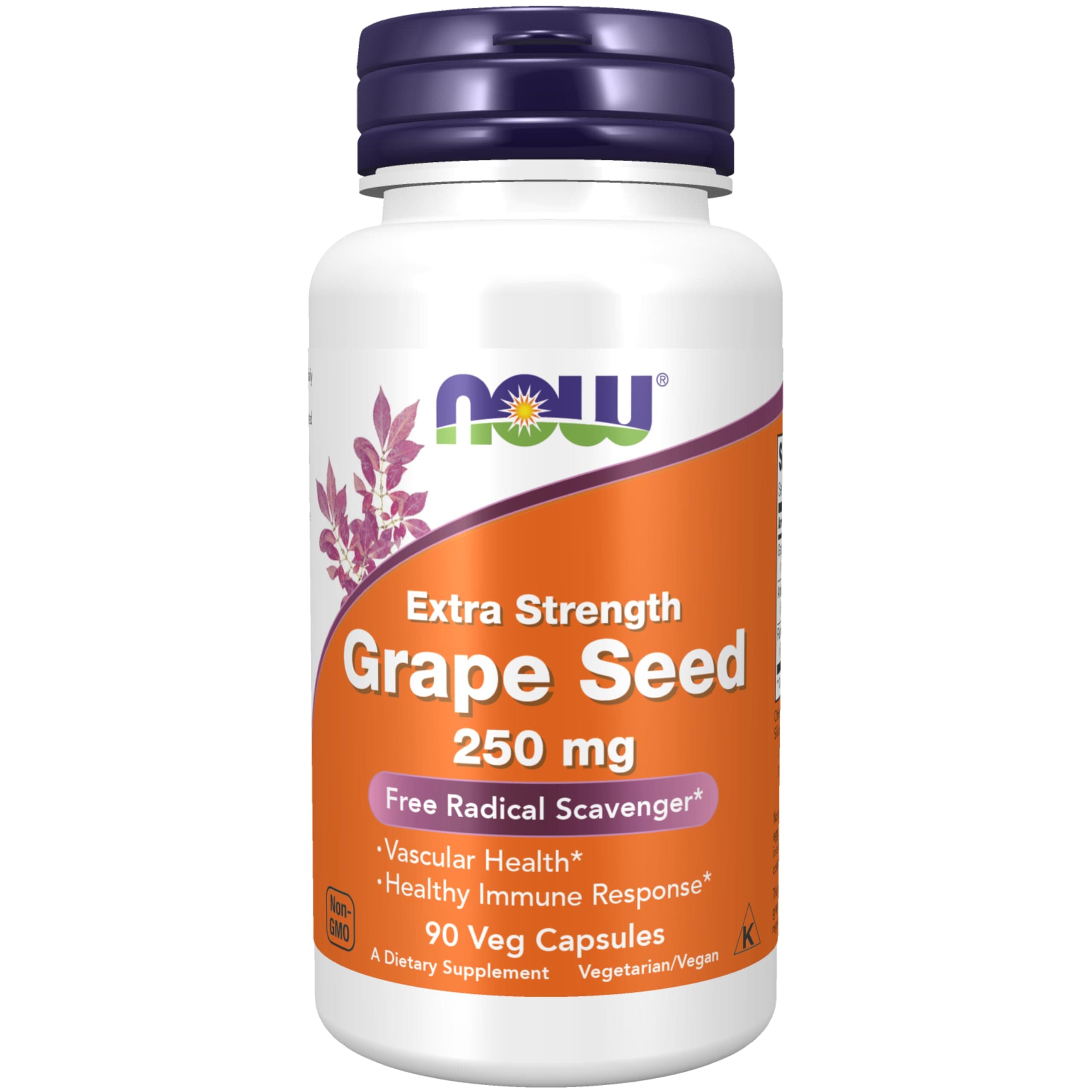 NOW Foods Supplements, Grape Seed (a Highly Concentrated Extract with a Minimum of 90% Polyphenols) Extra Strength 250 mg, 90 Veg Capsules
