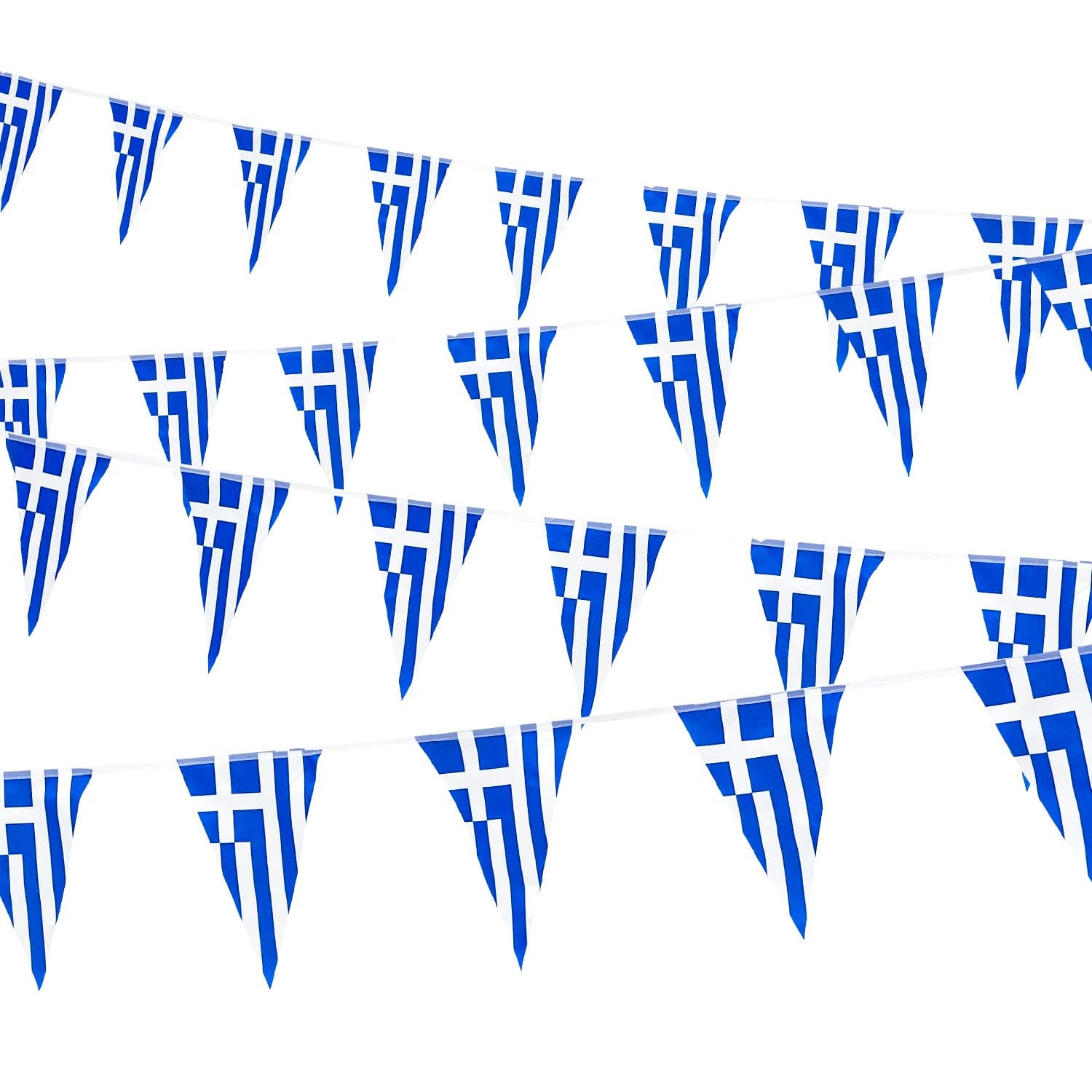 Whaline 30pcs 29.5ft Greek Flag Pennant Banner, Double-Sided, Fade Resistant, Waterproof, Blue & White, Patriotic, National Day, Greece