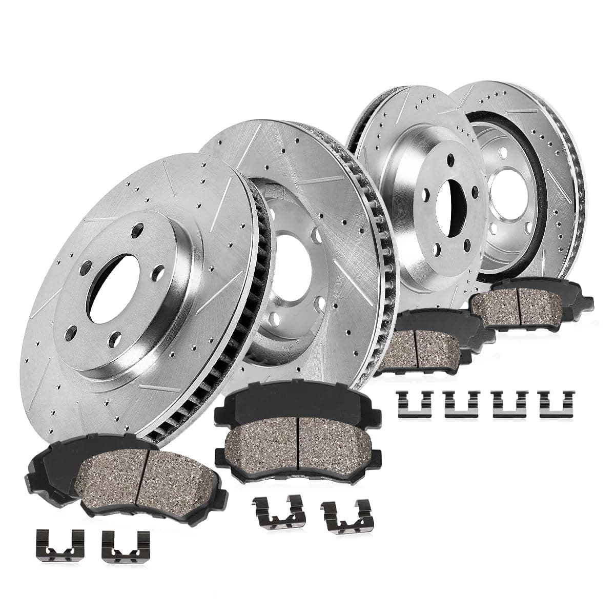 - Front and Rear Brake Kit For Volkswagen Beetle 1999-10 |Golf 1999-06 |Jetta 1999-05 - Drilled & Slotted Disc Rotors with Ceramic Brake Pads + Hardware, EBYK015742