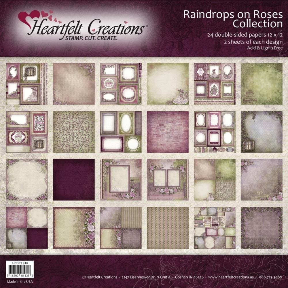 Heartfelt Creations Raindrops On Roses, 12 Designs/2 Each Double-Sided Paper