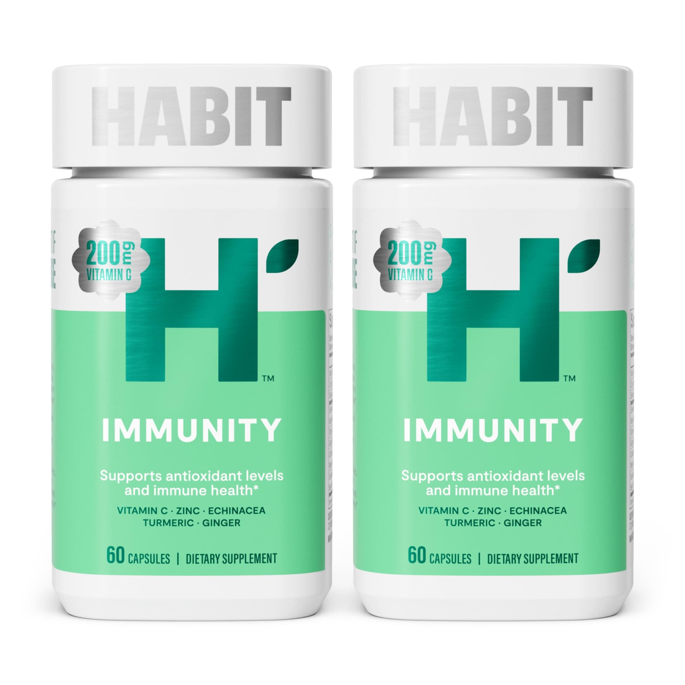 Habit Immunity Supplement 2 Pack (120 Capsules) - New Look, Echinacea, Elderberry, Turmeric, Zinc Blend to Support Immune Health and Antioxidant Levels, Vegan, Non-GMO