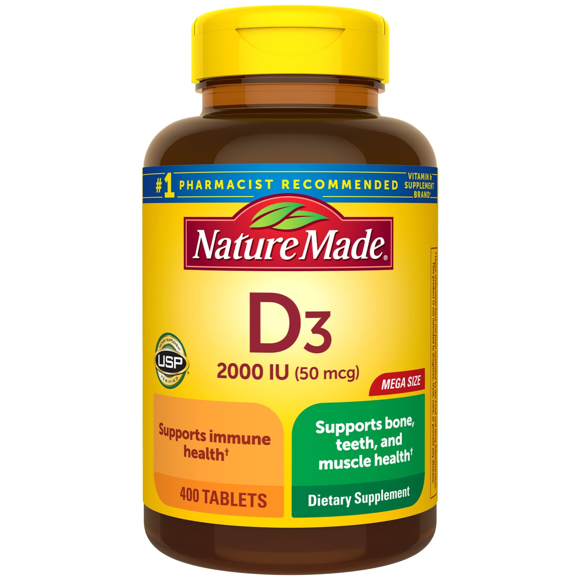 Vitamin D3 2000 IU (50 mcg), Vitamin D Supplement for Bone, Teeth, Muscle and Immune Health Support, 400 Tablets, 400 Day Supply
