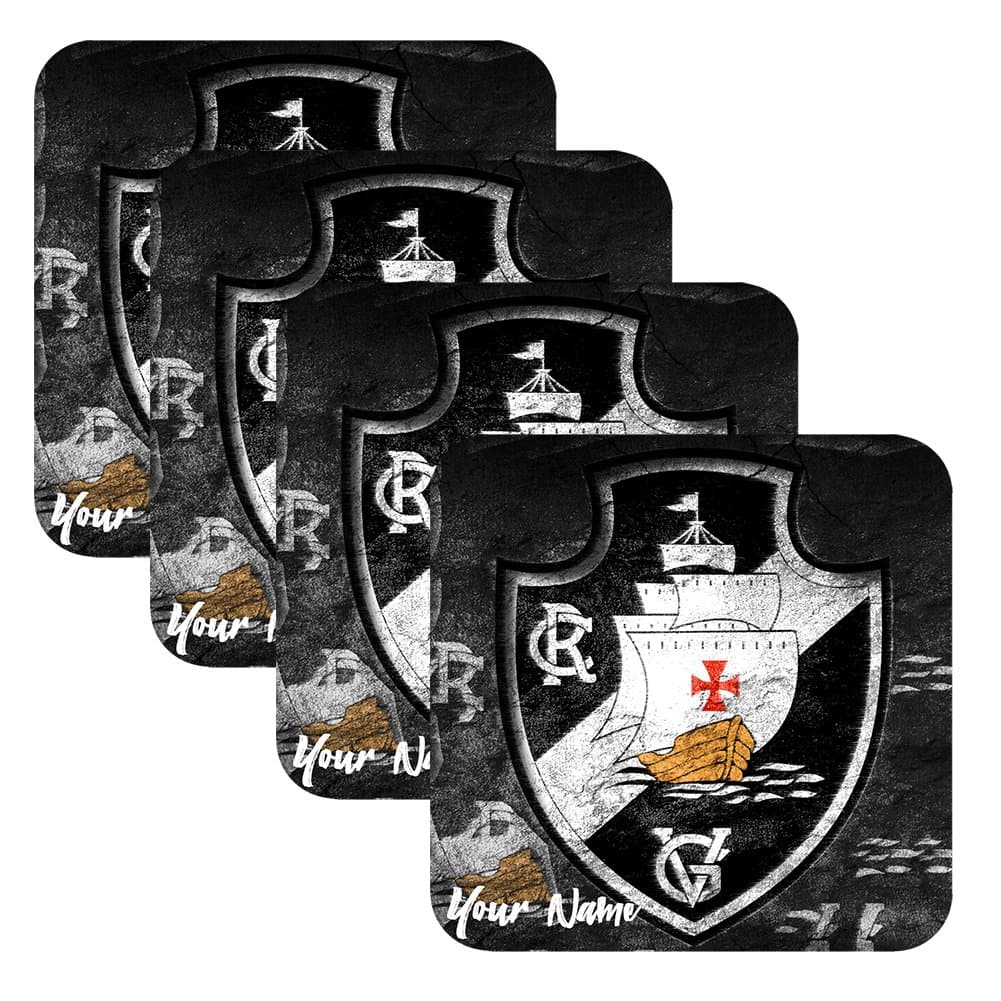 Set of 4 Personalized Custom Wood Coaster Glossy Liga Brasil Futbol Soccer
