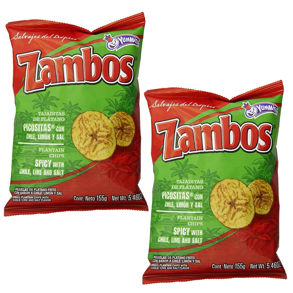 YUMMIESZambos Plantain Chips with Chili, Lime || Salt 5.46z || Pack 2
