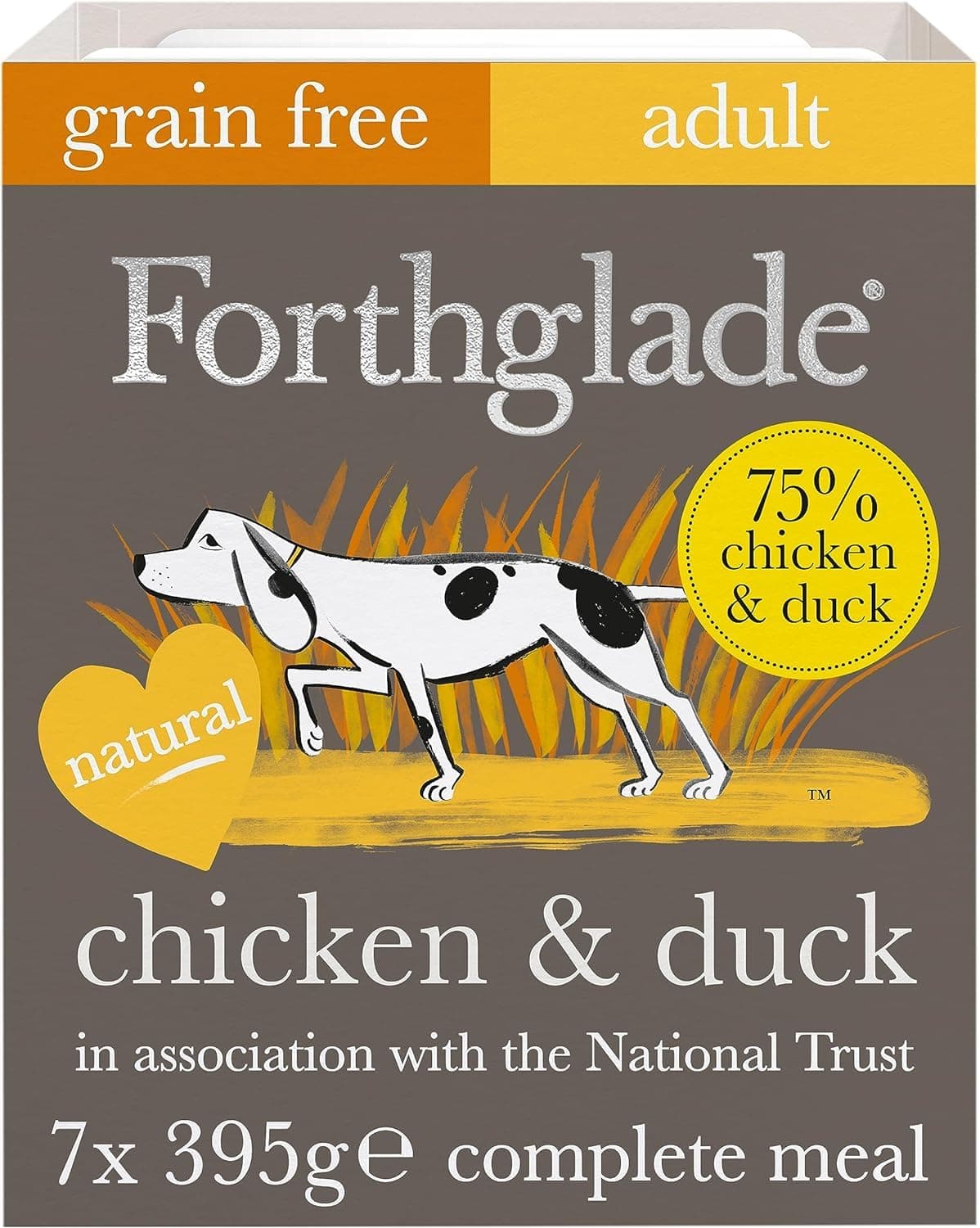 Forthglade Wet Dog Food, National Trust (7 x 395g Trays) - Adult Dogs, Grain Free Chicken & Duck, Stomach Sensitive Wet Dog Food Trays with Natural Ingredients, Complete Hypoallergenic Dog Food
