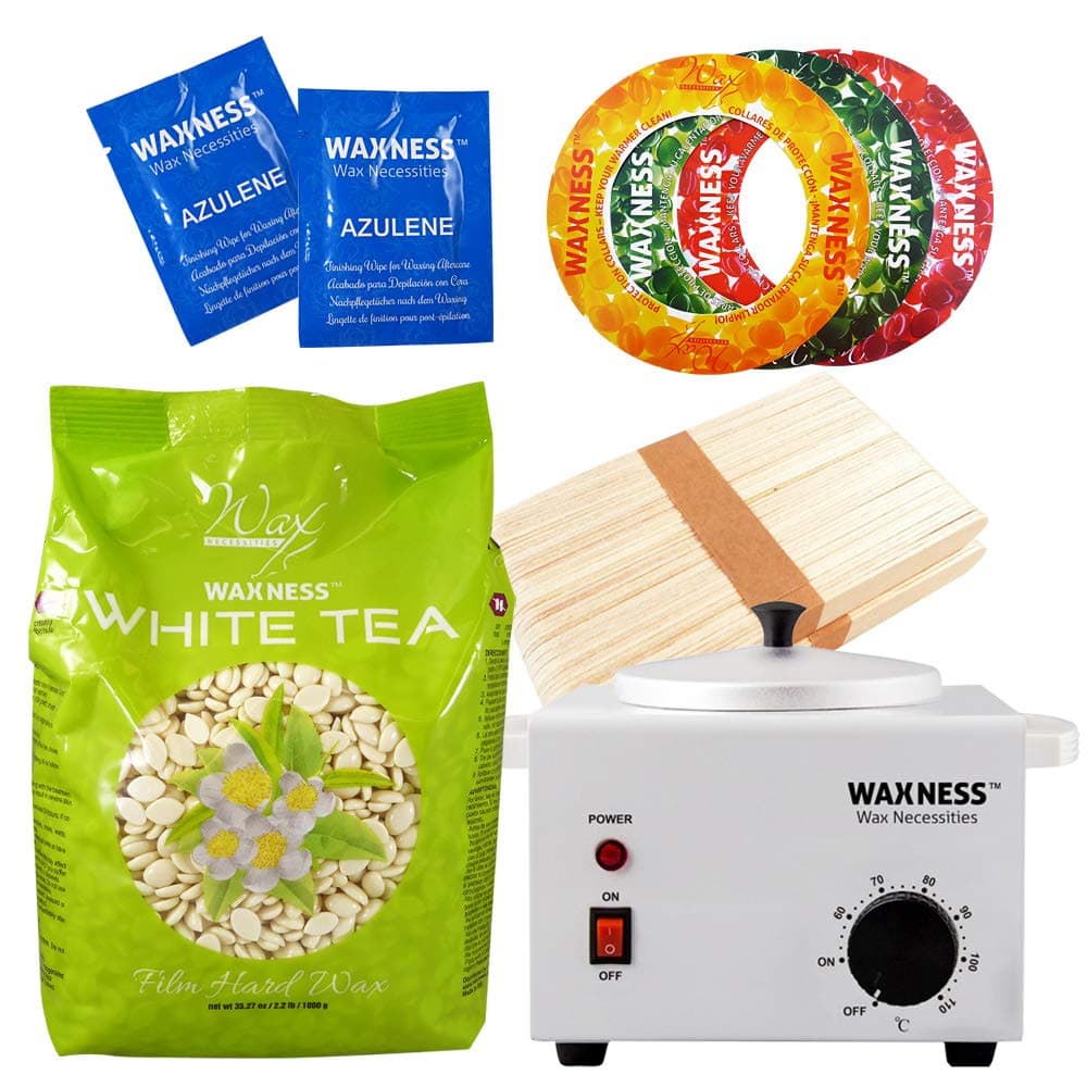 Waxness White Tea Cream Stripless Waxing Kit with 35.27 oz / 1 kg Wax Bag