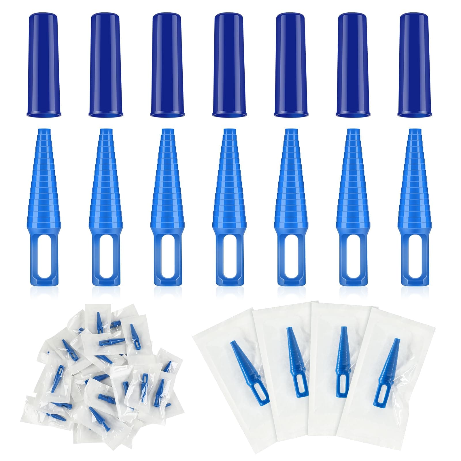 TrelaCo 30 Sets Catheter Plugs Tube Tips Protector Caps Individual Package Catheter Adapters Catheter Supplies Blue