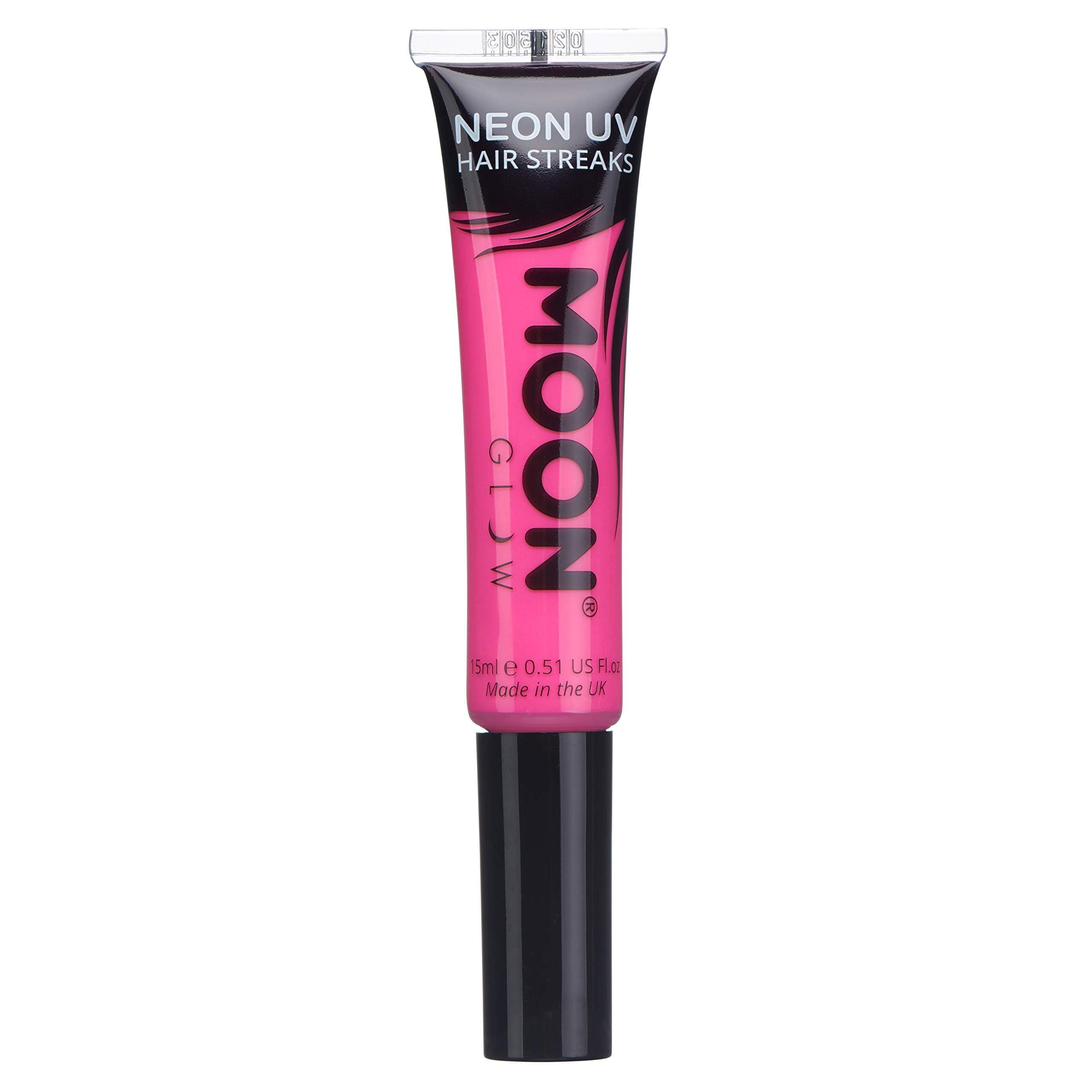 Moon Glow Neon UV Hair Colour Streaks | Pink | Hair Mascara - Temporary Wash out Hair Dye | Bright Neon Colour, Glows under UV Lighting