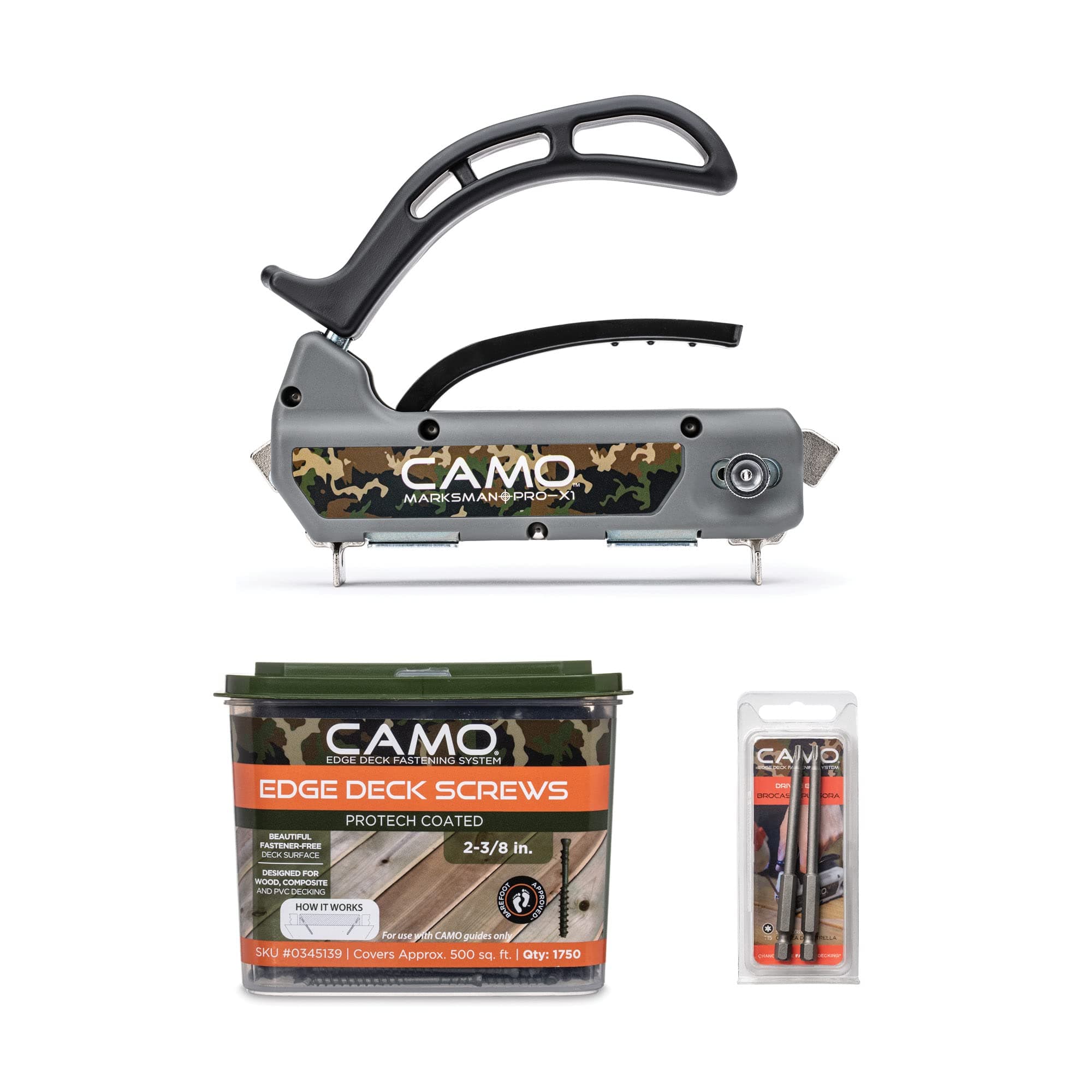 CAMO Marksman Pro-X1 Kit, Deck Tool, 1750 Edge Screws & Bits, Edge Fastening Installation, 1/16" Spacing, Fits 5-1/4-5-3/4" Wood Decking (0345002)…