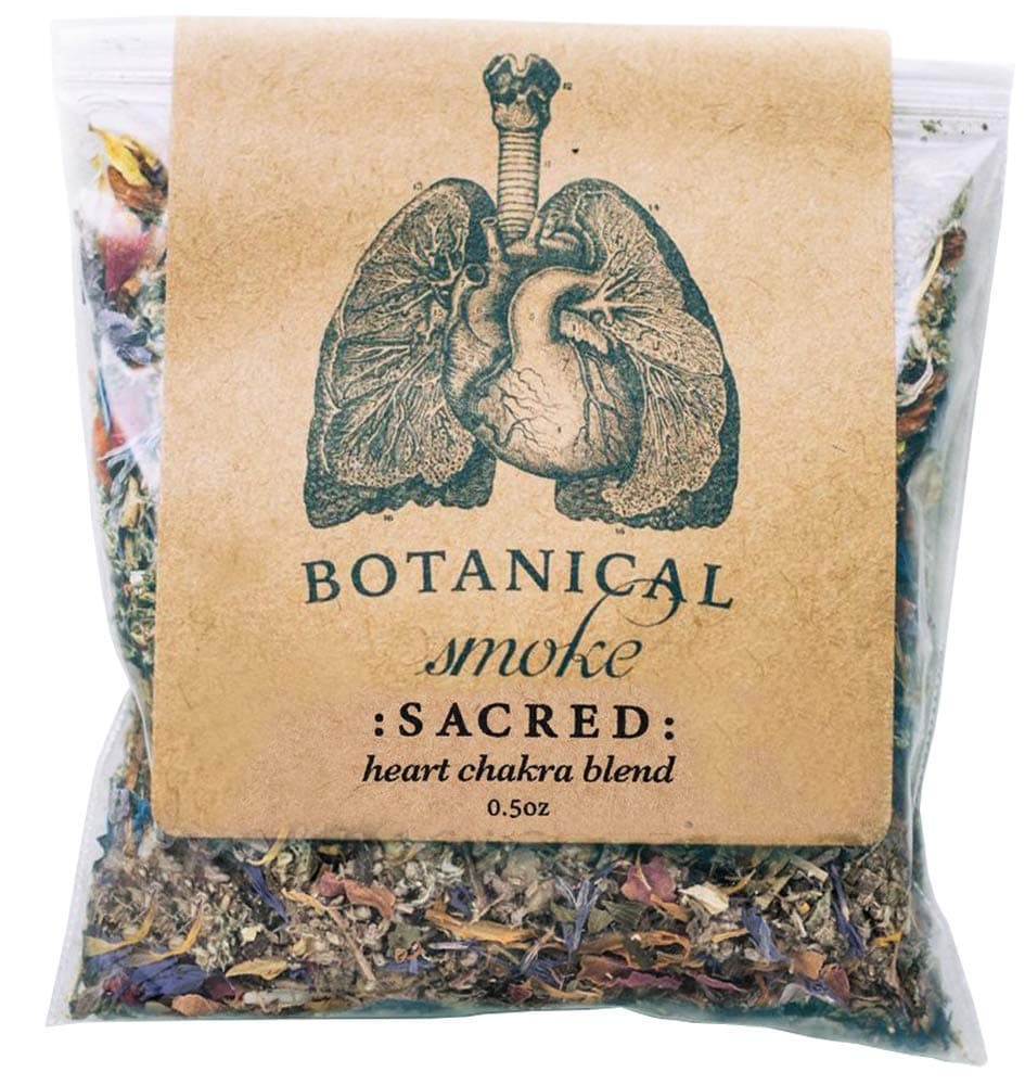 Anima Mundi Apothecary Smokable Herbs - Sacred Smoke - Heart Chakra Herbal Smoking Blend - with Relaxing Botanicals Like Mugwort, Skullcap, Blue Cornflower, Calendula & Rose Petals (0.5oz)